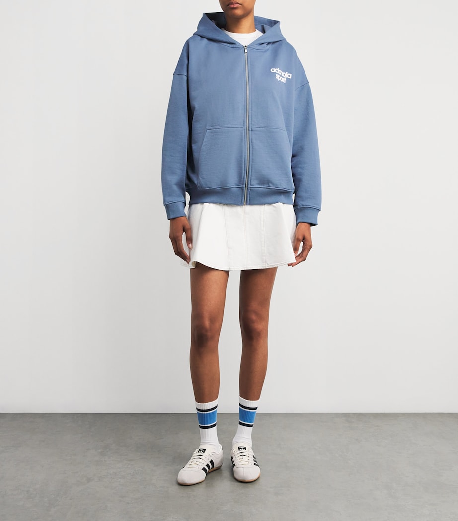 Organic Cotton Bold Logo Zip-Up Hoodie VNTGE BLUE/MRSH WHTE Image 2