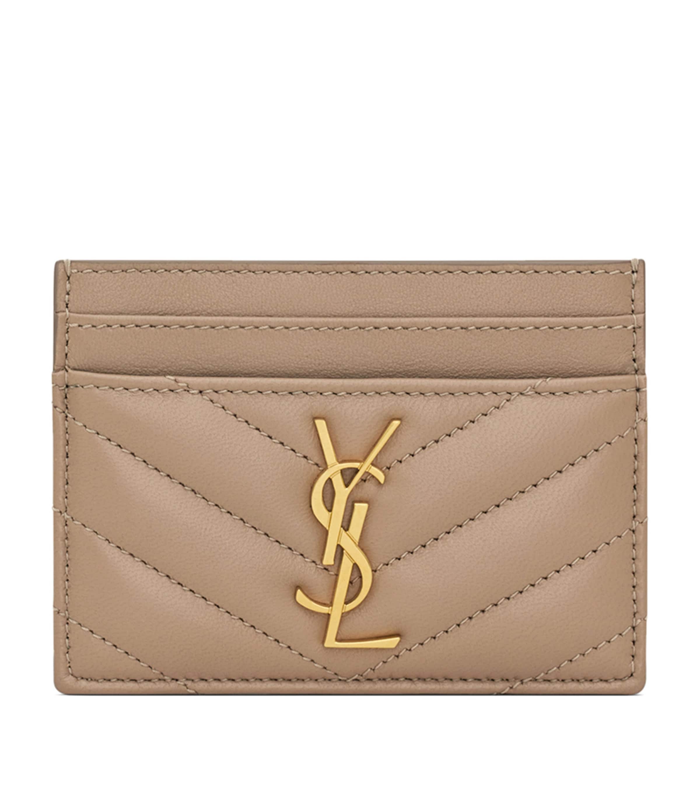 Saint Laurent Cassandre Matelassé Card Holder In Grey