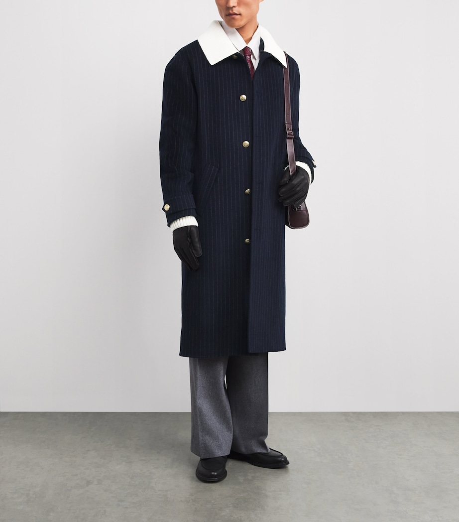 Wool-Blend Pinstripe Overcoat DNY / DARK NAVY Image 2