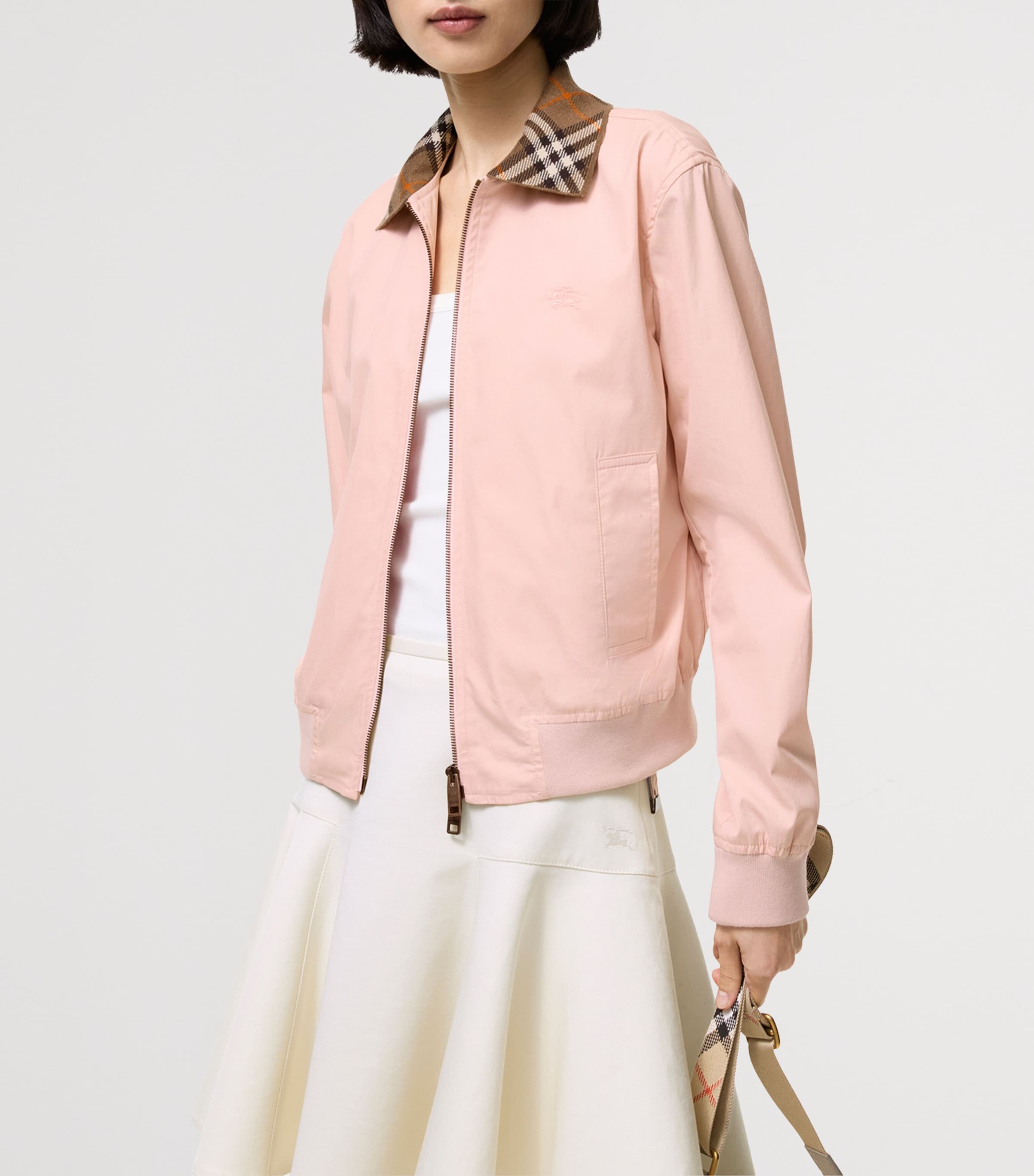 Burberry Womens Cotton Gabardine Jacket Compact Pink Image 2