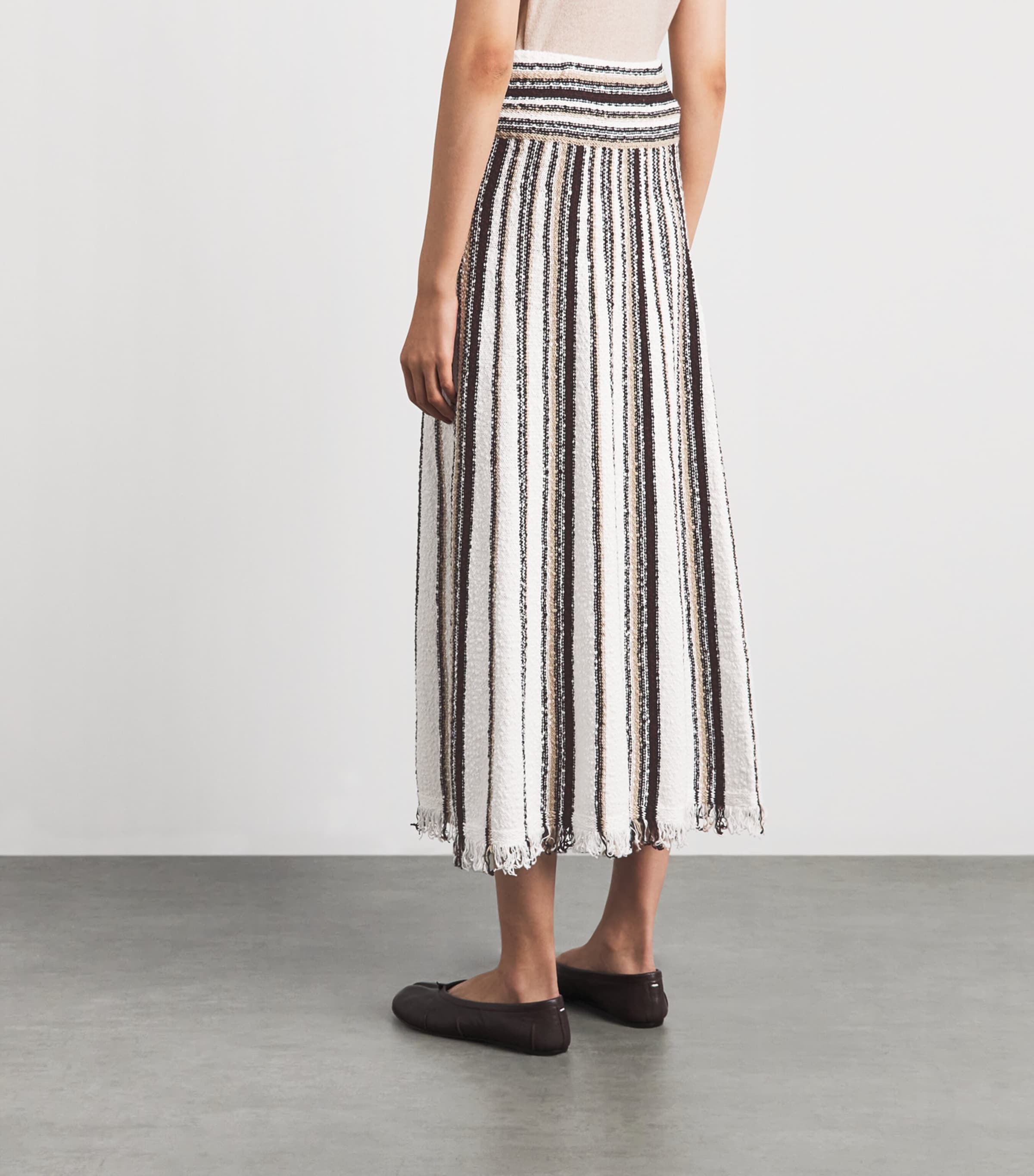 ME+EM Womens Stretch-Cotton Bouclé Maxi Skirt Cream Multi Image 5