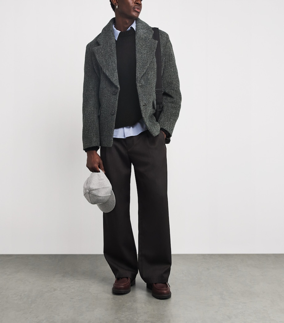 Wool-Blend Back Logo Sweater BLACK/ECRU Image 2