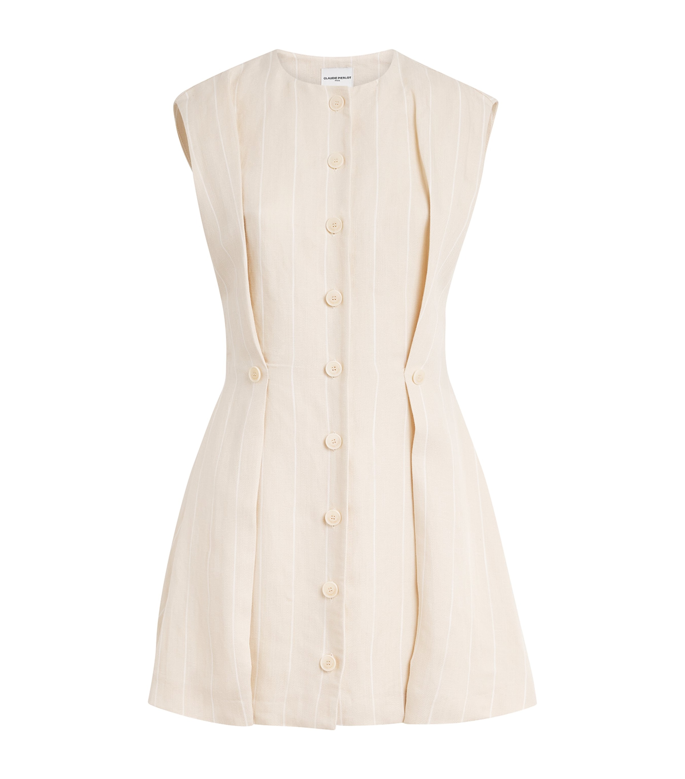 Claudie Pierlot Womens Stripe Mini Dress Sand Image 1