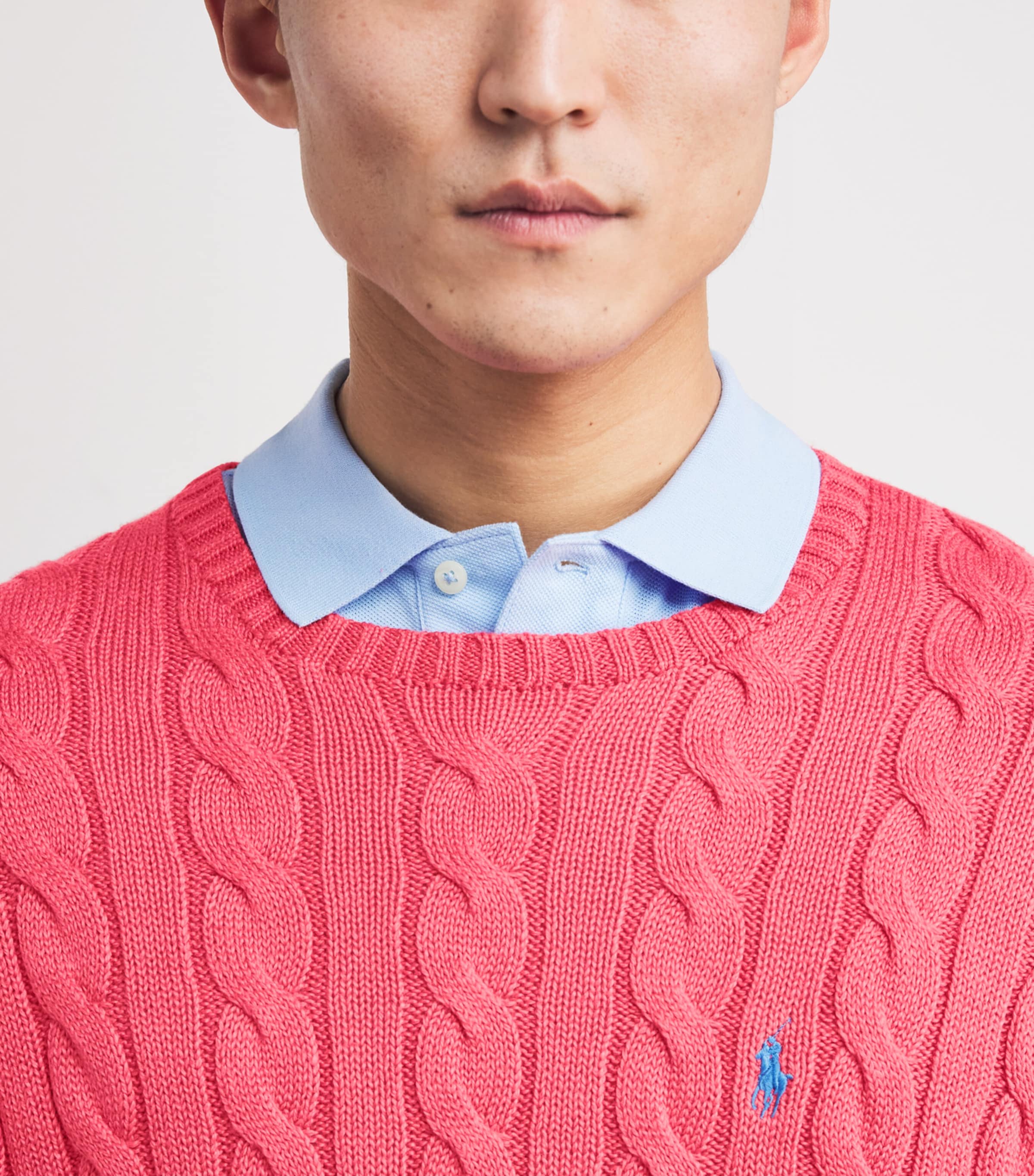 Cotton Cable-Knit Sweater PALE RED Image 6