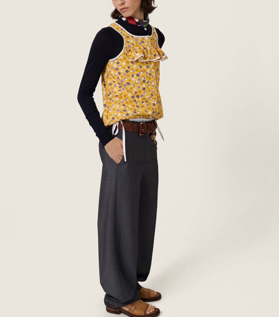 Miu Miu Womens Poplin-Wool Floral Top Image 4