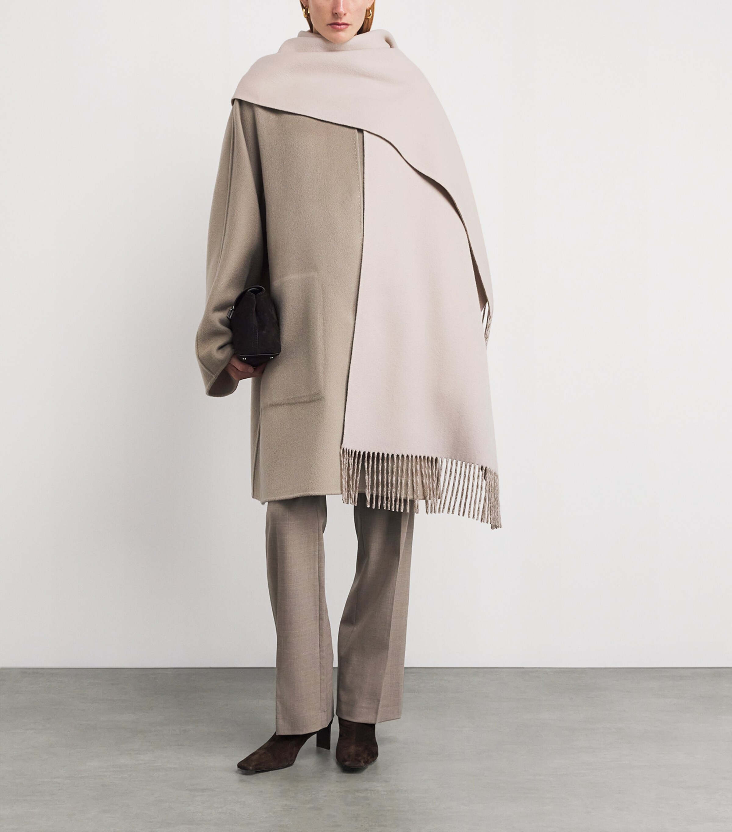 Lafayette 148 Womens Cashmere Reversible Scarf Coat Oatml Mln/hc Image 2