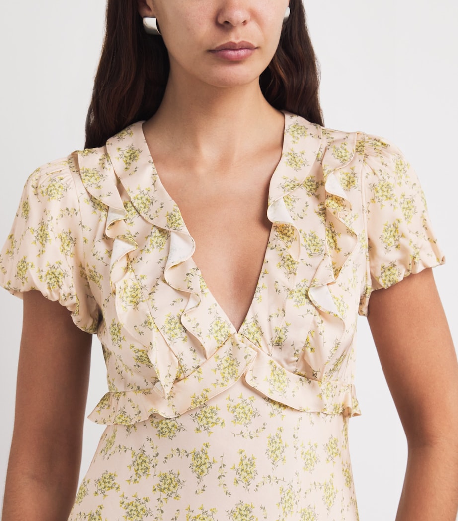 Sandro Paris Womens Floral Print Ruffle-Detail Mini Dress Light Pink Image 3