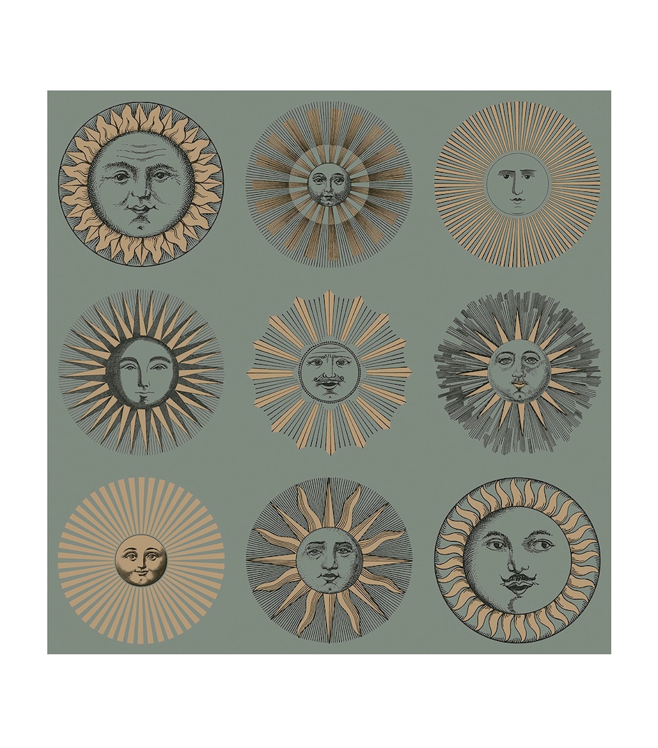 x Fornasetti Soli Wallpaper Roll SAGE & ROSE GOLD Image 1
