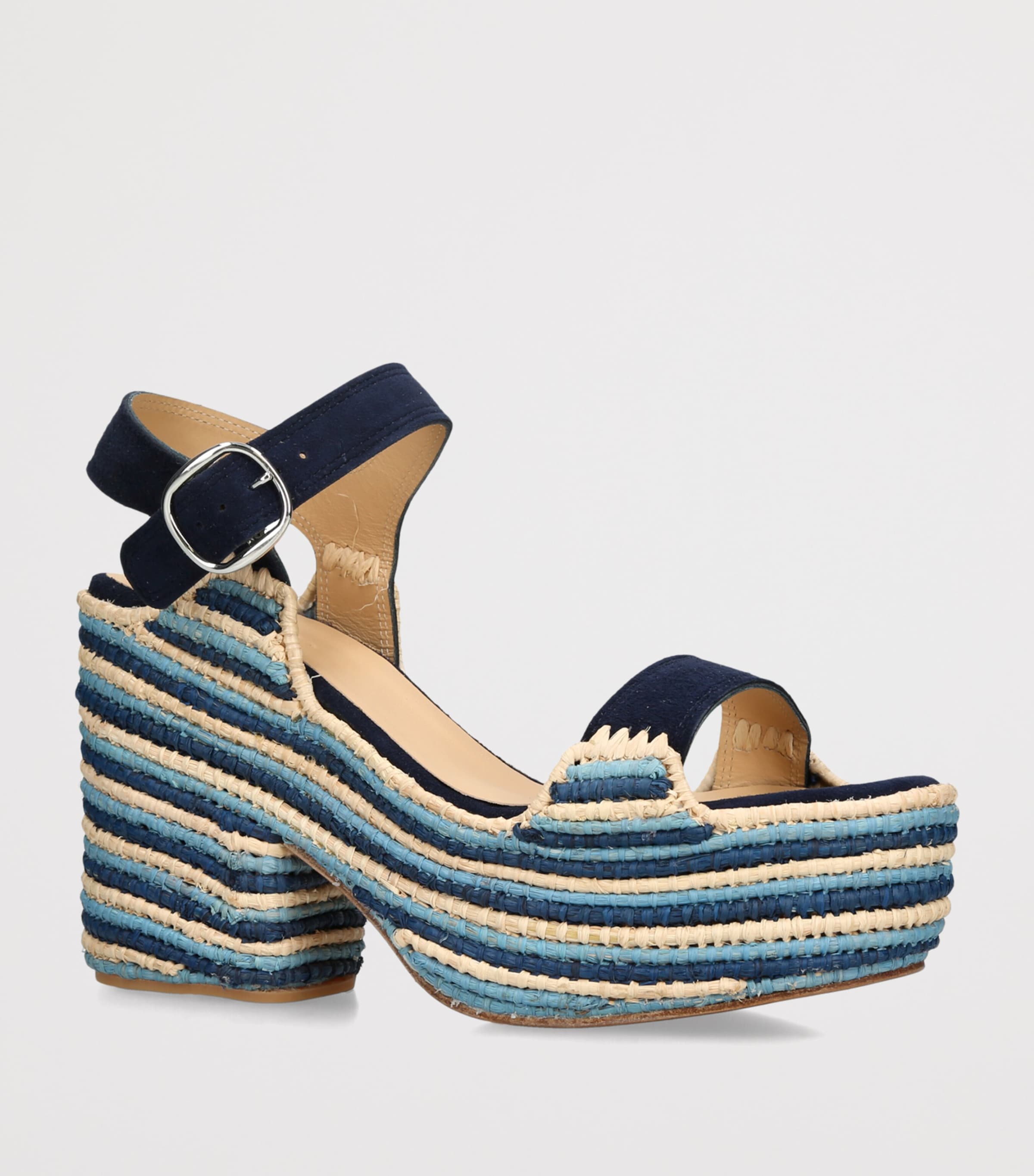 Gabriela Hearst Raffia Sardis Platform Sandals 110 Navy Image 3
