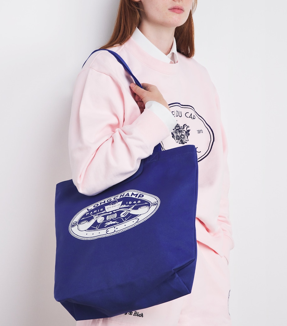 Longchamp Canvas Le Pliage M Tote Bag Cobalt Image 2