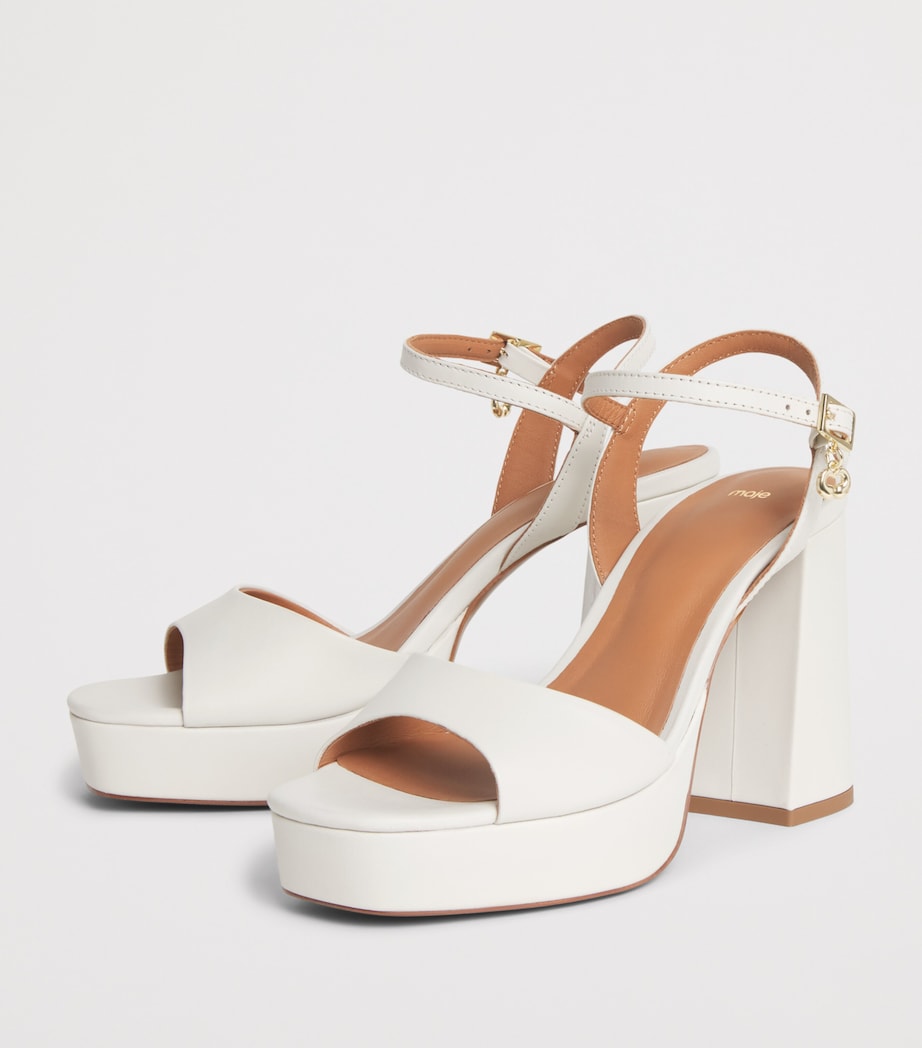 Maje Leather Platform Sandals 100 Ecru Image 3