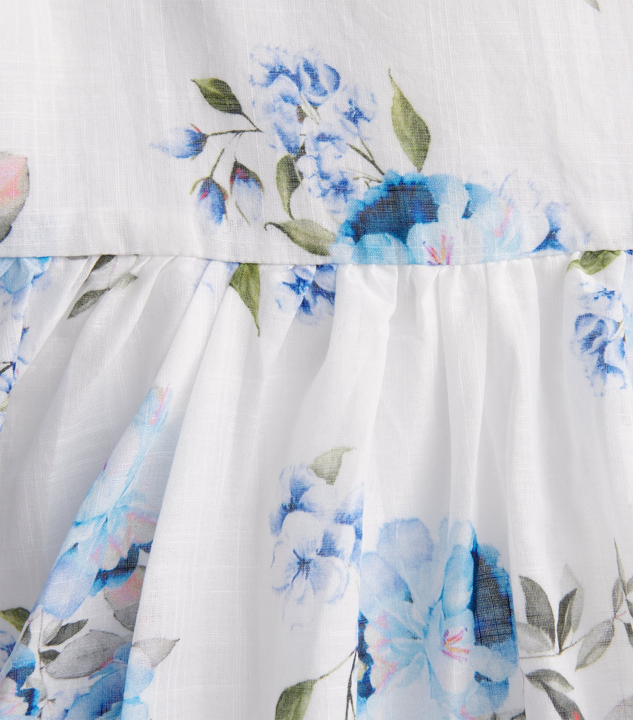 Cotton Floral Ruffle Dress (4-16 Years) BLUE ROSES PRINT Image 3