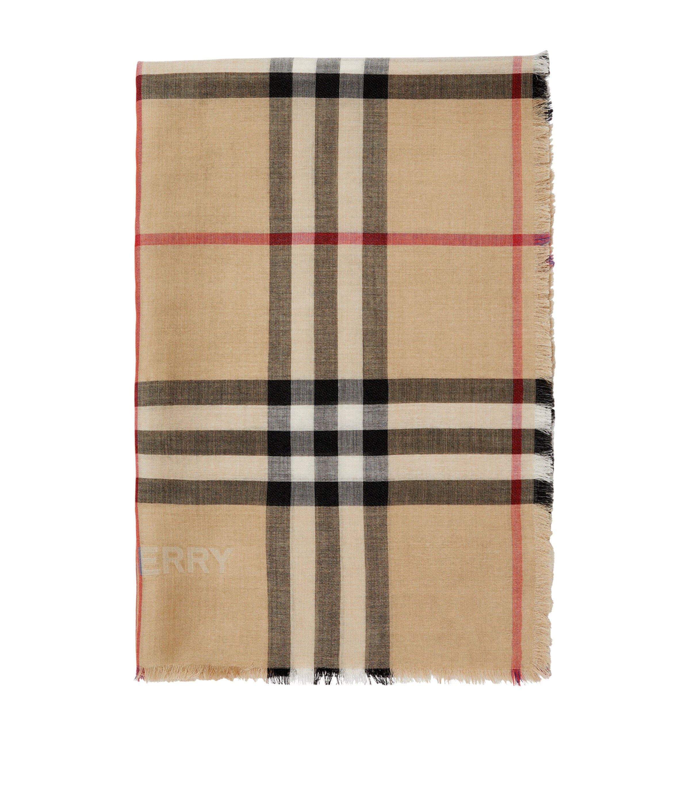 BURBERRY WOOL-SILK REVERSIBLE CHECK SCARF