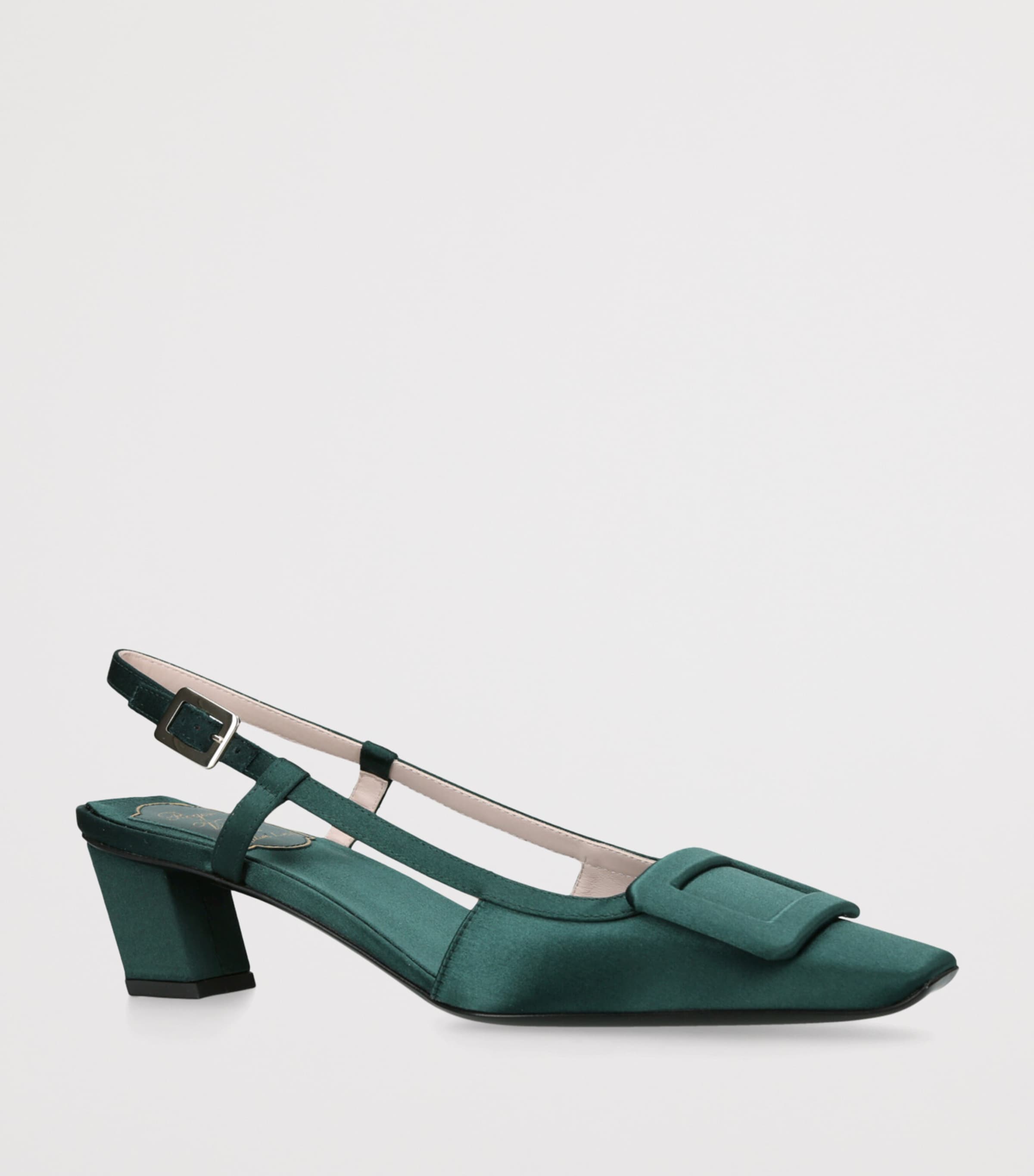 Roger Vivier Satin Belle Vivier Slingback Pumps 45 Green Image 3