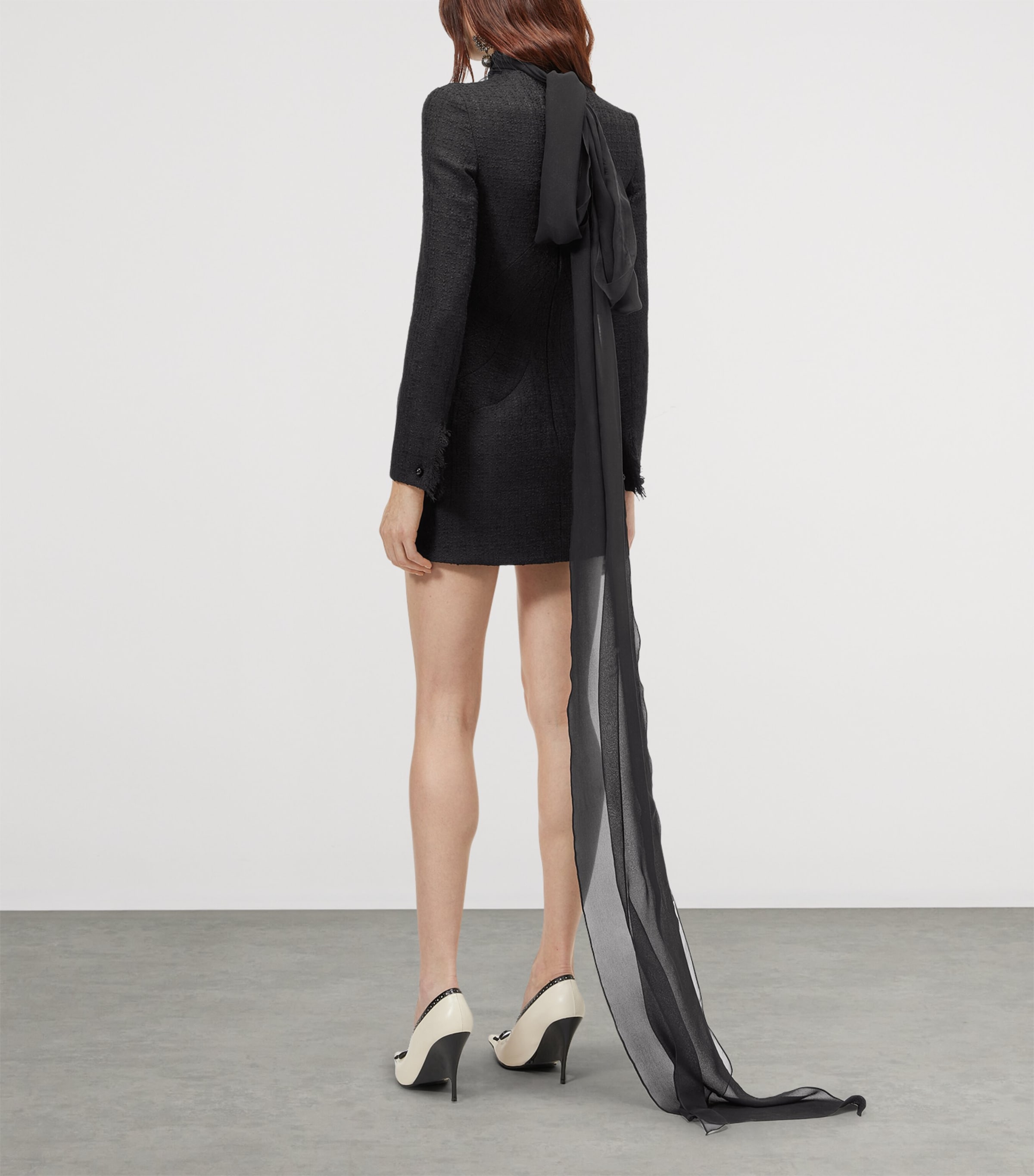 McQueen Womens Tweed Tie-Neck Mini Dress Image 3