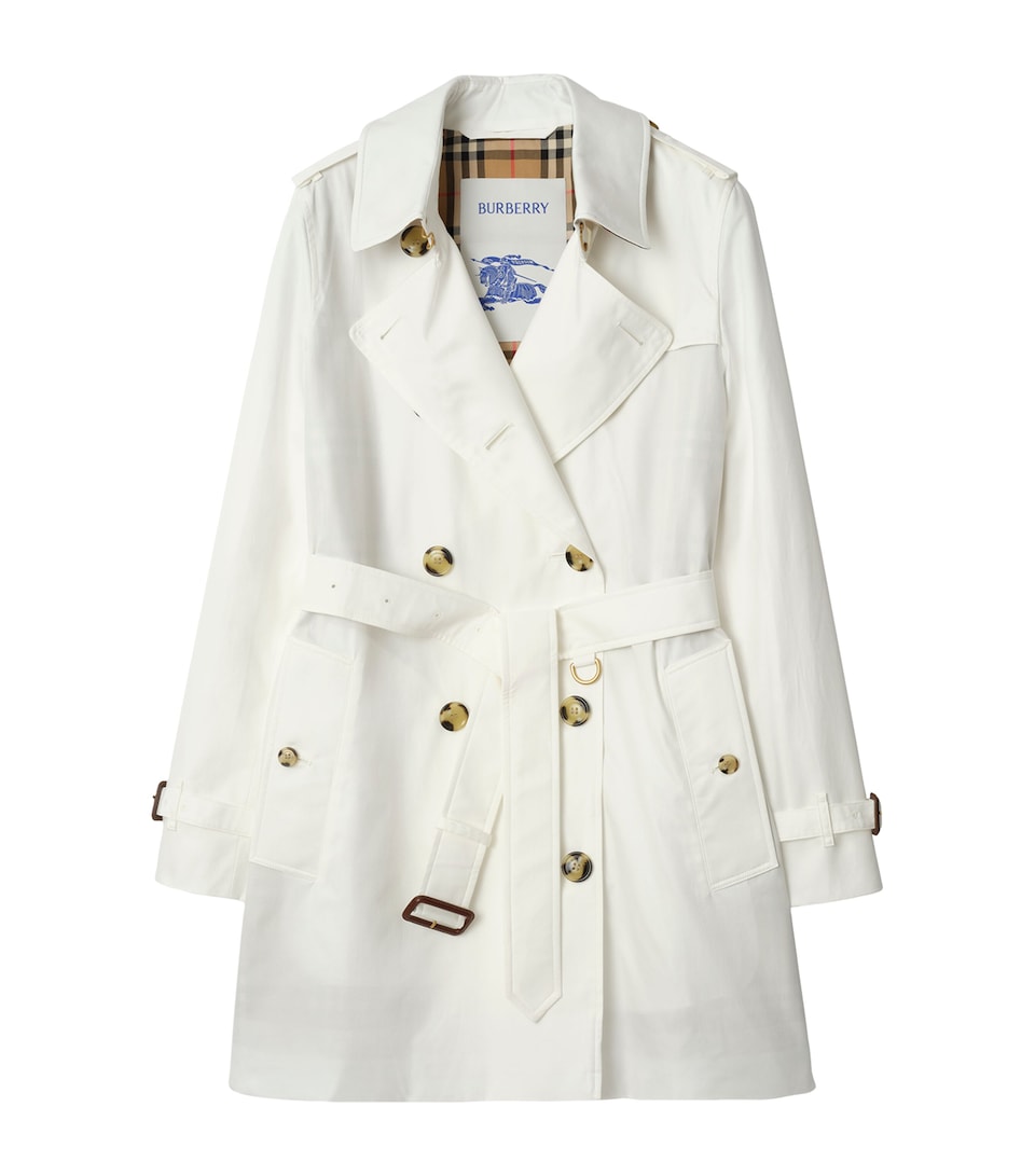Burberry Short Tropical Gabardine Kensington Trench Coat Cotton
