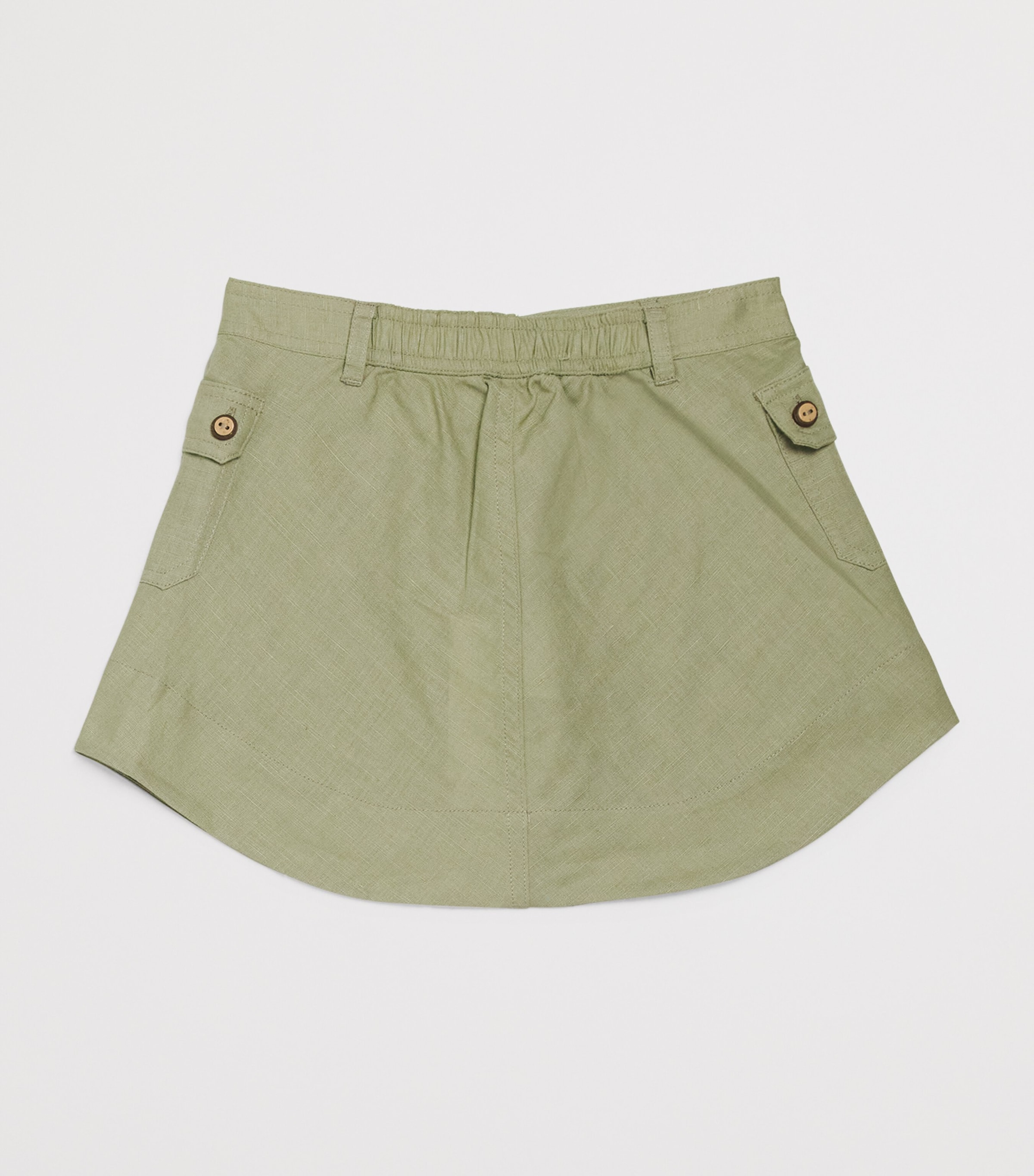 Zimmermann Kids Linen-Cotton Indra Skirt (2-12 Years) Khaki Image 2