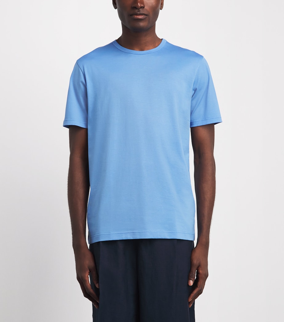Sunspel Mens Supima Cotton Classic T-Shirt Buww Azure Blue Image 4