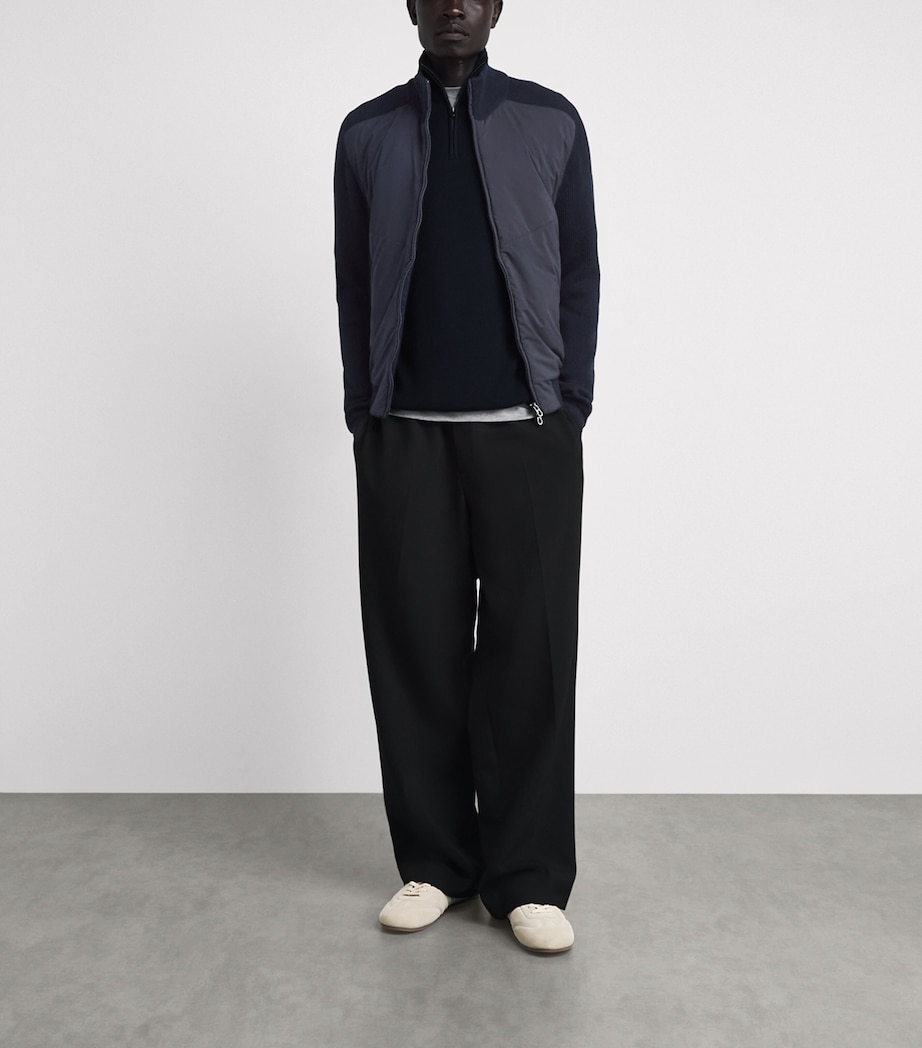 Sease Mens Virgin Wool-Shell Bomber Jacket Midnight Blue Image 2