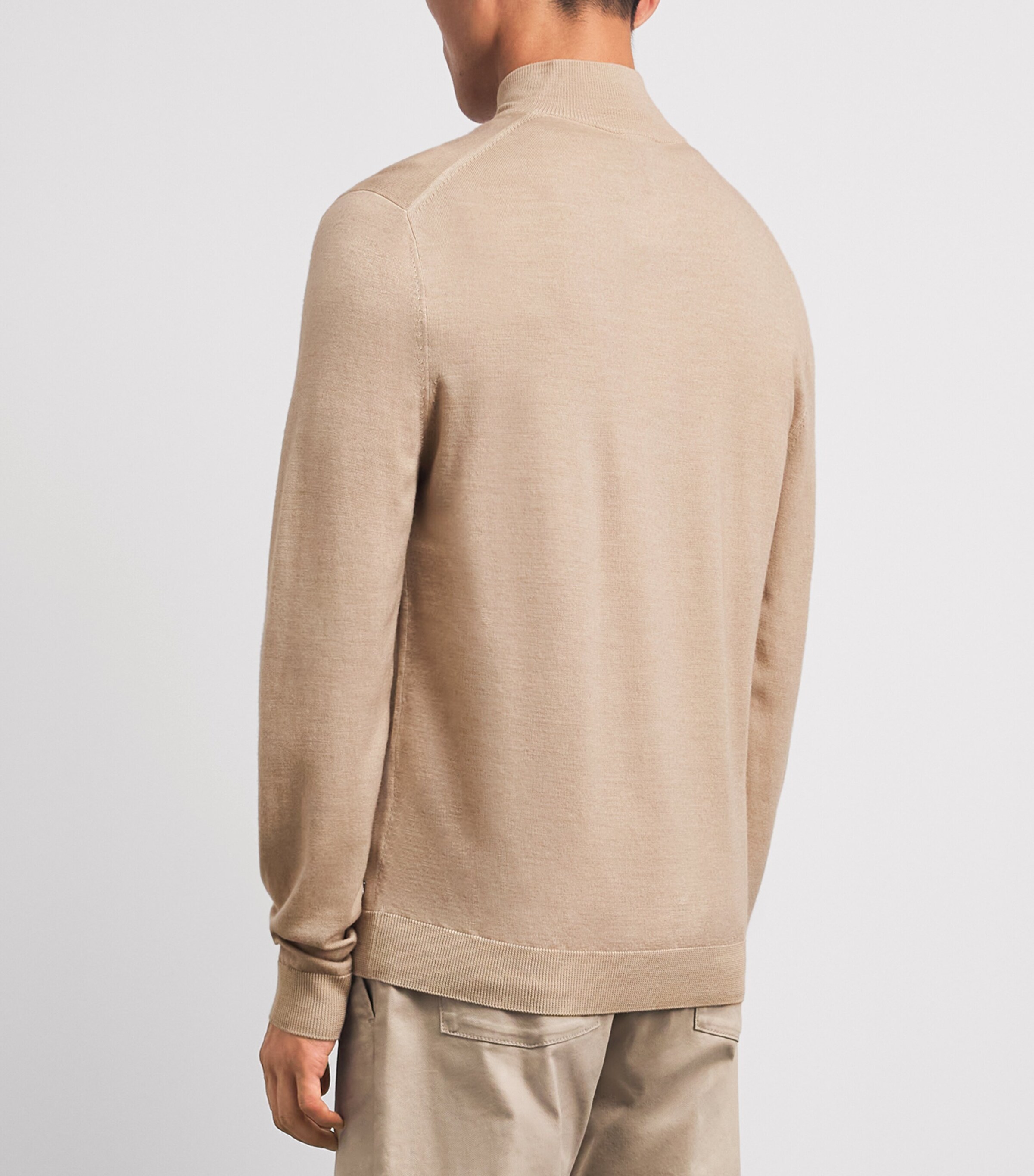 Bogner Mens Virgin Wool Ouri Quarter-Zip Sweater Beige Image 5