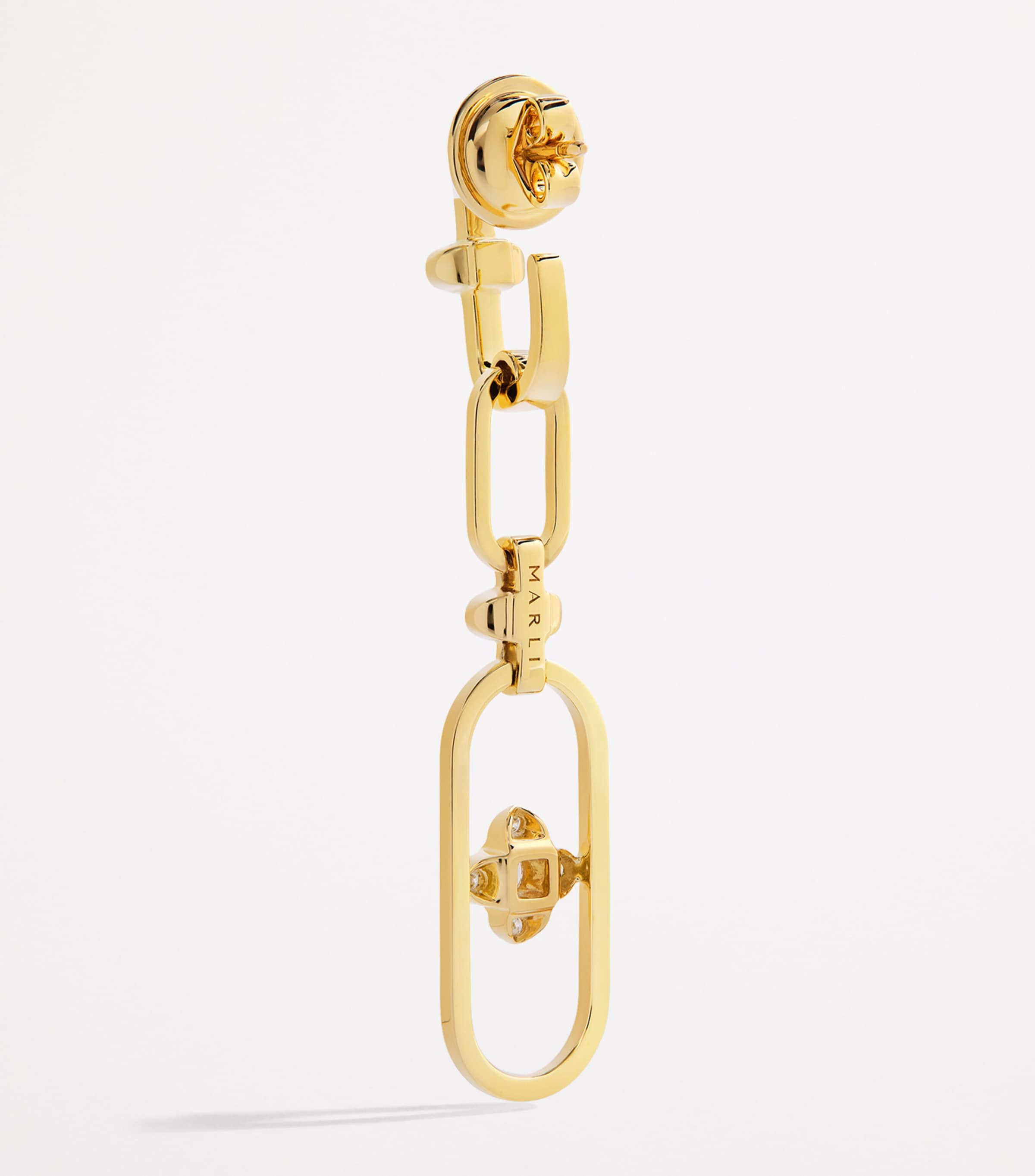 Yellow Gold and Diamond Tip-Top Link Drop Earrings YELLOW GOLD Image 3