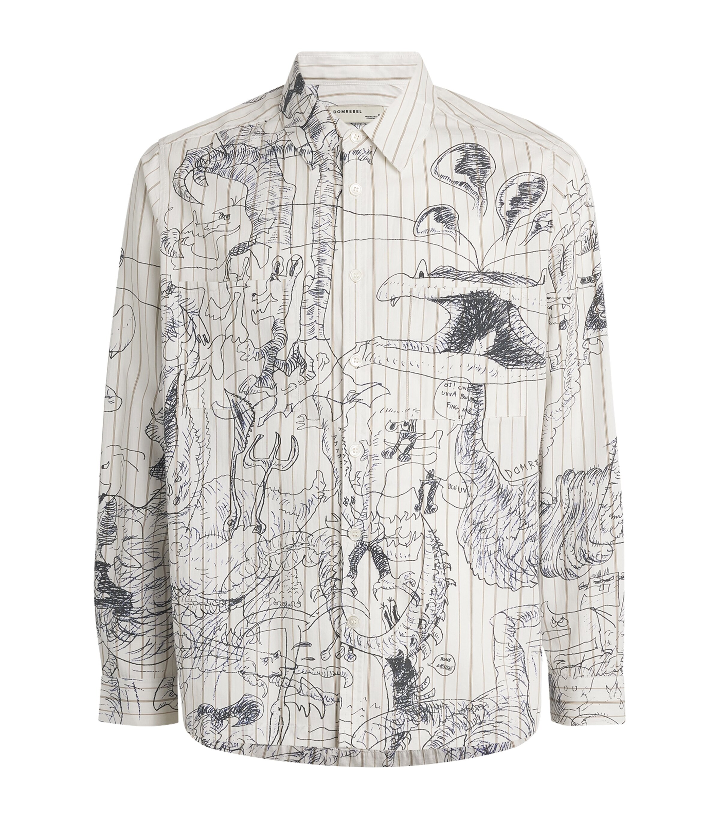 DOMREBEL Mens Cotton Printed Utopia Shirt Beige Image 1