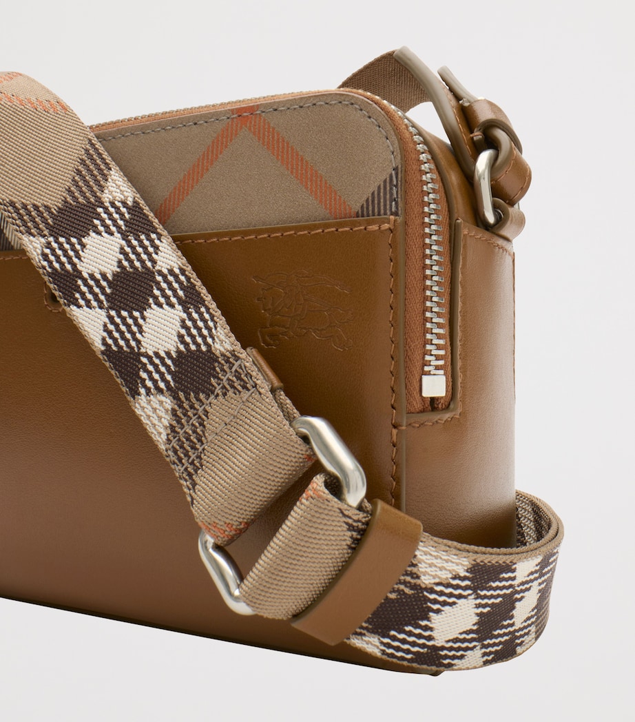Burberry Leather Check Pop Cross-Body Bag Finch Brown/hazel Image 5