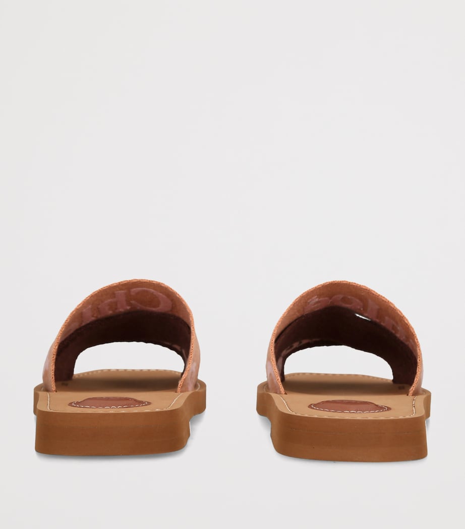 Chloé Canvas Jacquard Woody Sandals Pink Comb Image 4
