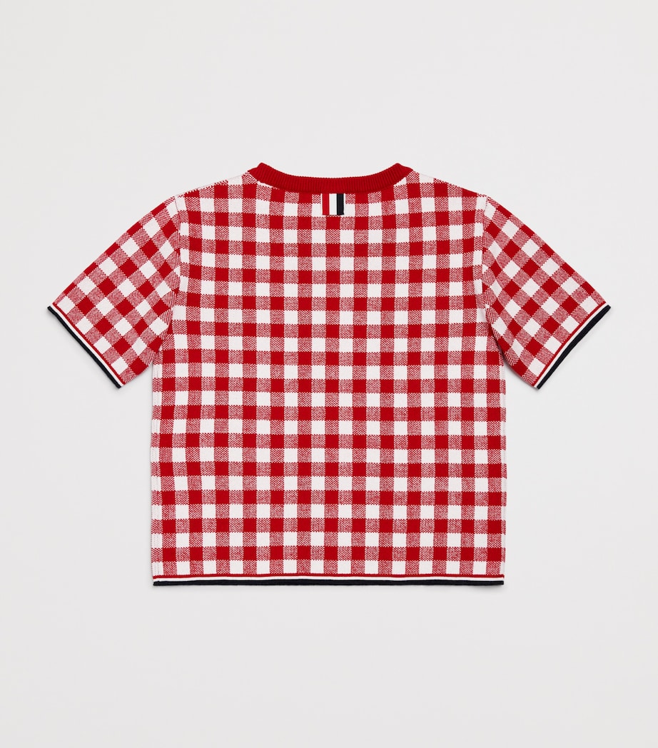Gingham Short-Sleeve Sweater (2-12 Years) RED Image 2