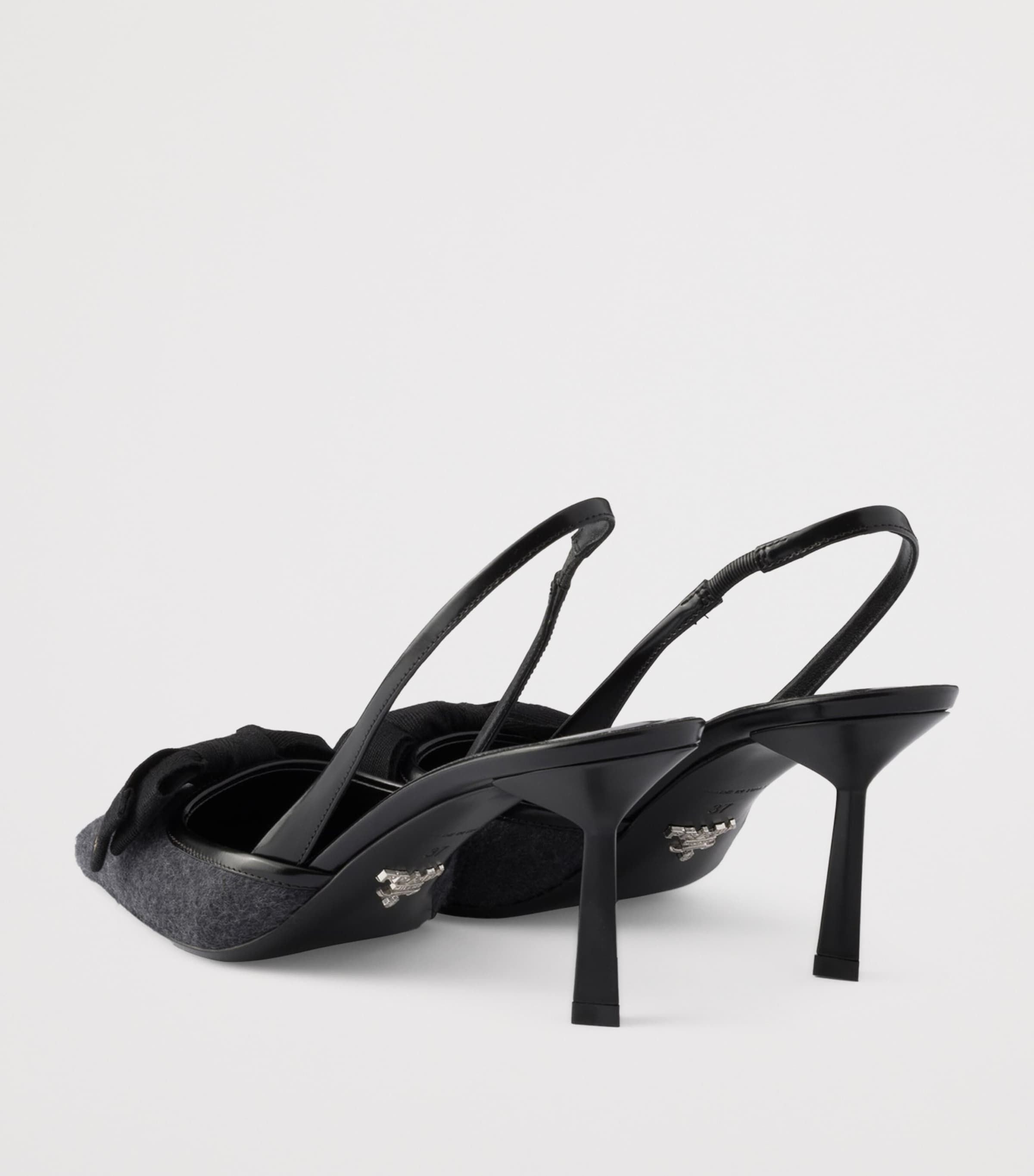 Prada Cashmere Bow-Detail Slingback Pumps 75 Grey Image 4