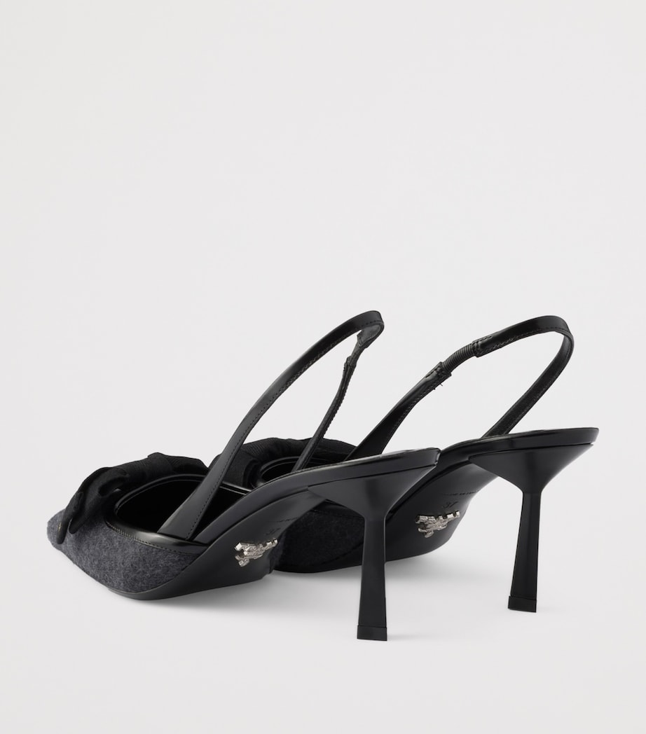 Prada Cashmere Bow-Detail Slingback Pumps 75 Grey Image 4