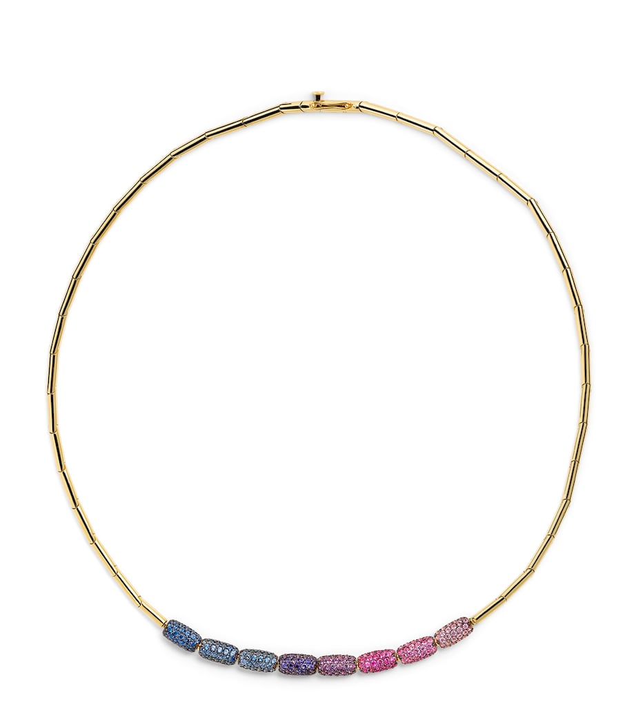 Yellow Gold and Sapphire Barrel Necklace YELLOW GOLD Image 1