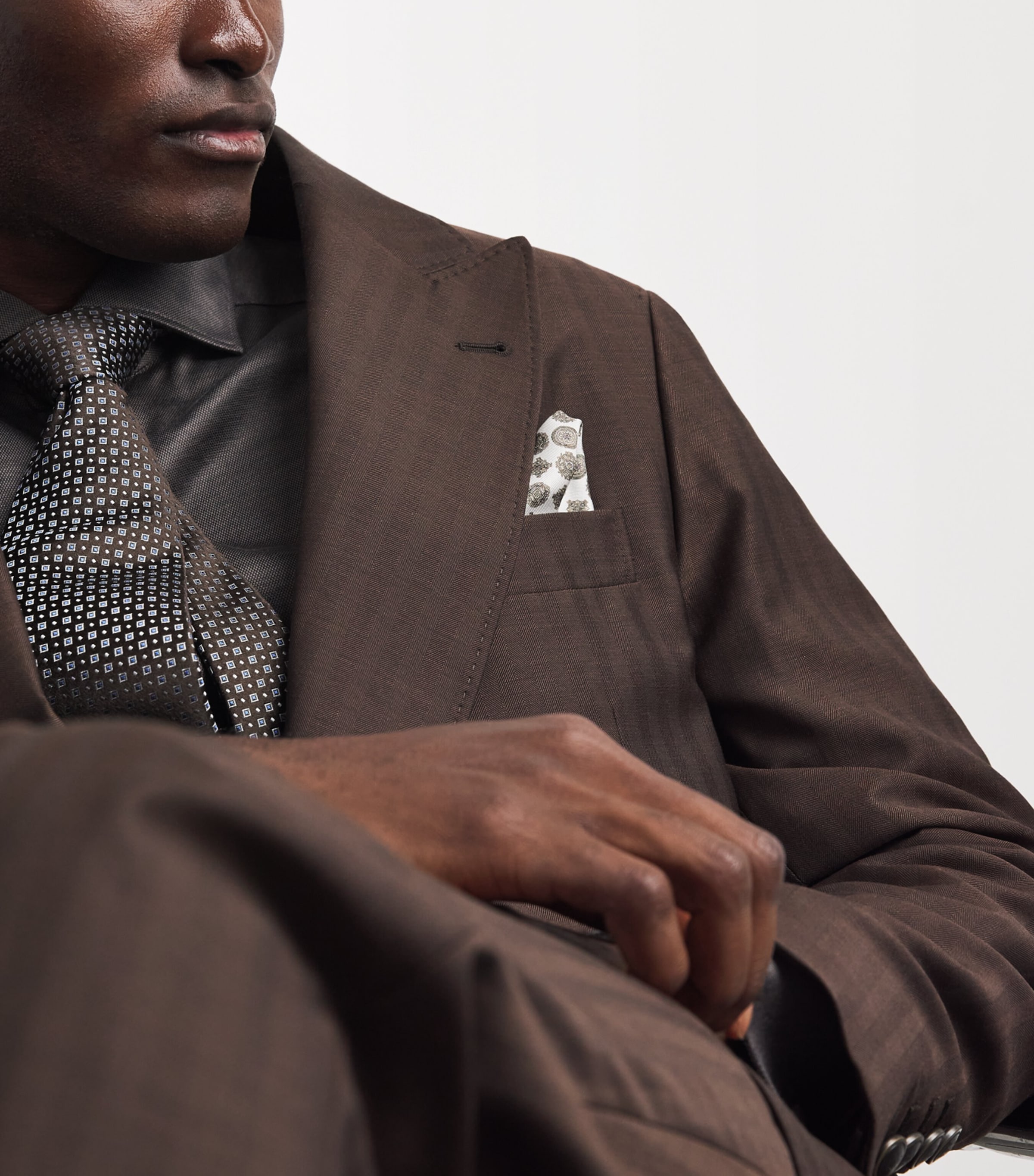 Eton Silk Medallion Pocket Square White Image 2