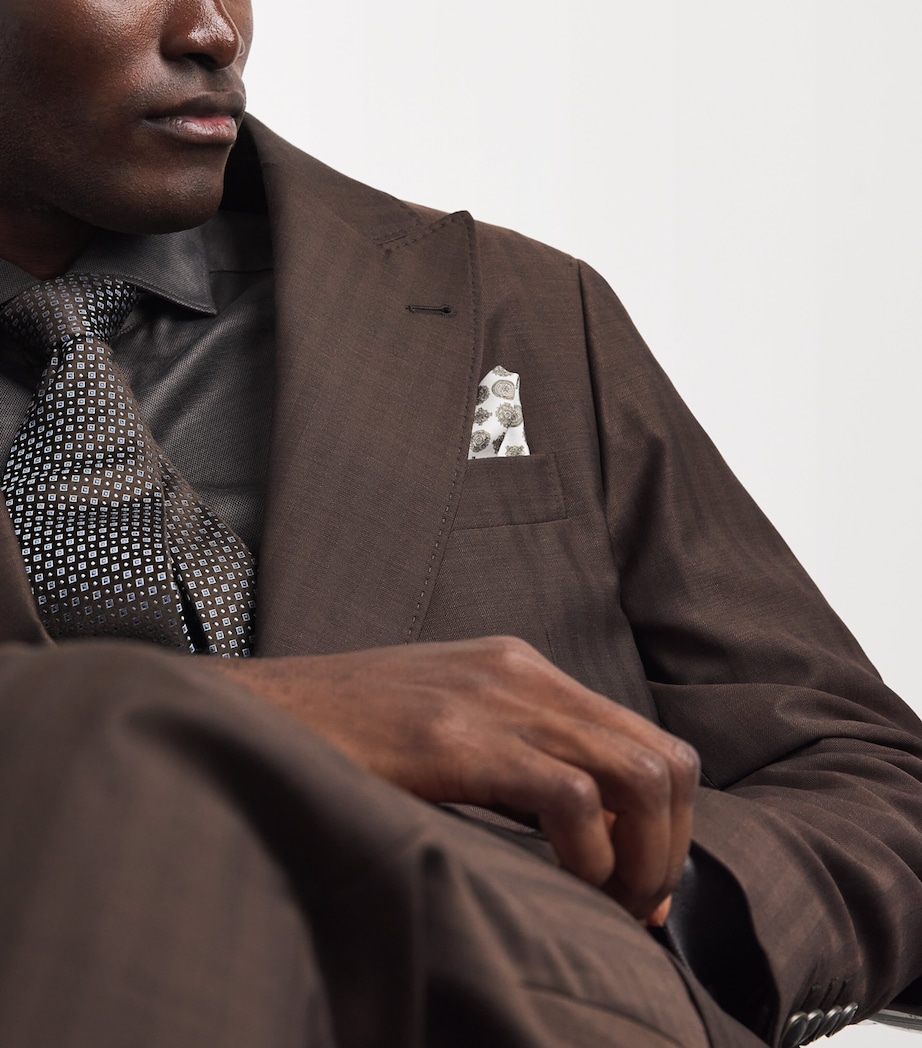 Eton Silk Medallion Pocket Square White Image 2