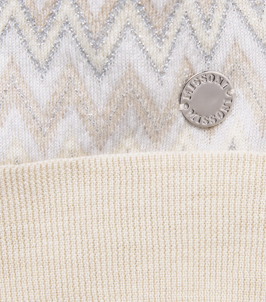 Missoni Kids Zigzag Scarf Beige.ch.mel/argento Image 3