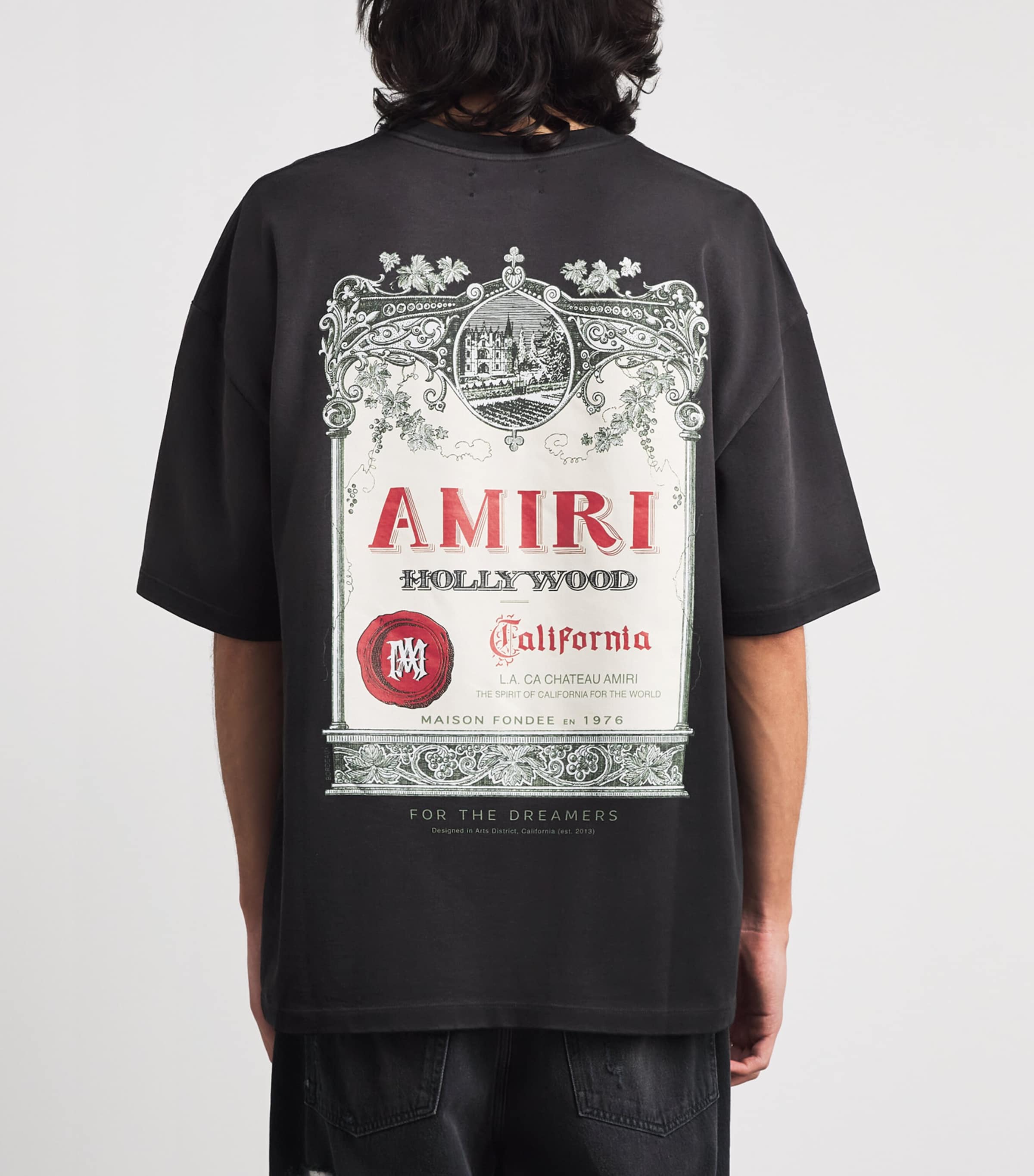 AMIRI Mens Cotton Chateau Stamp T-Shirt Black Image 5