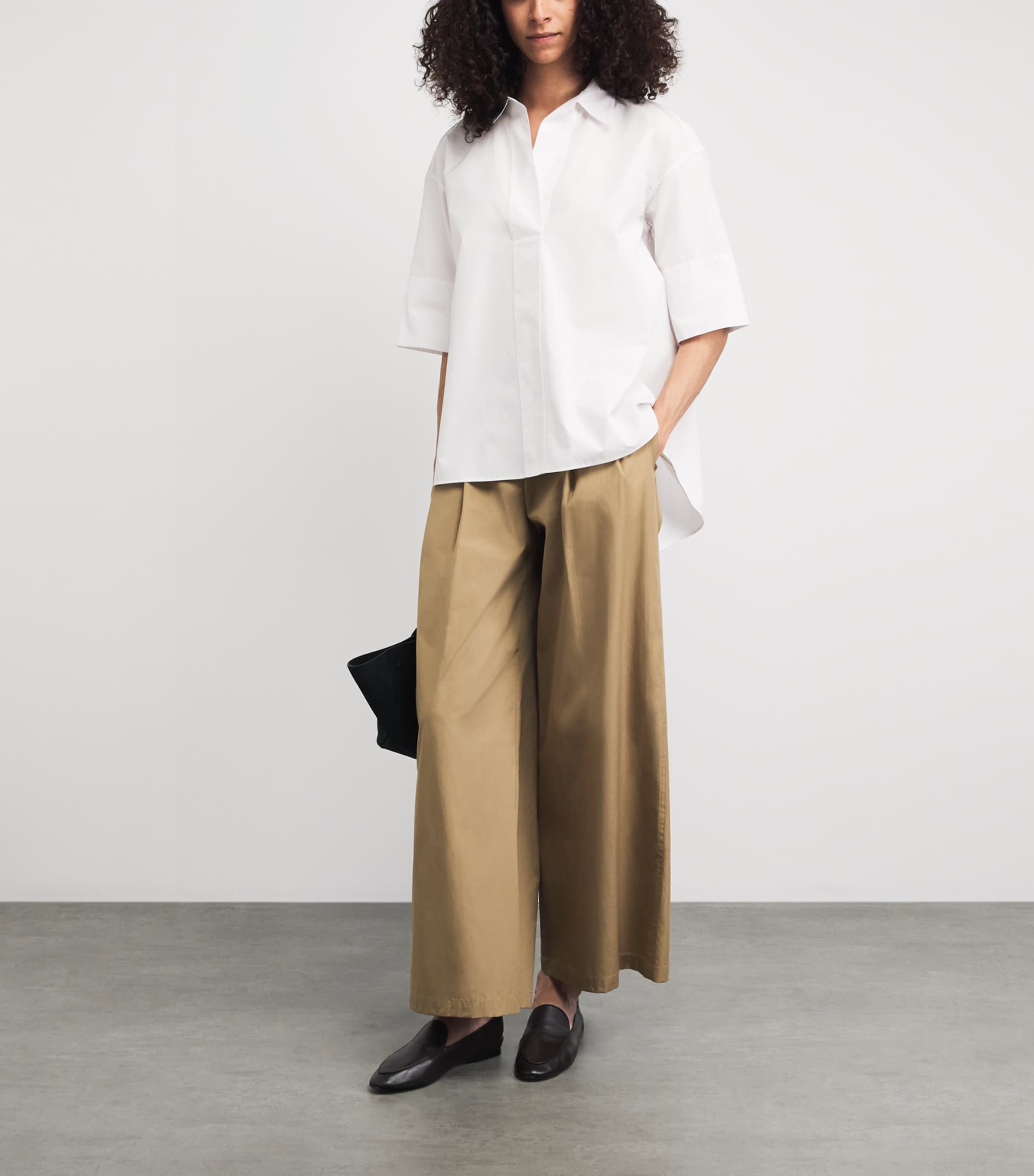 Lafayette 148 Womens Organic Cotton Swing Shirt White White Image 2