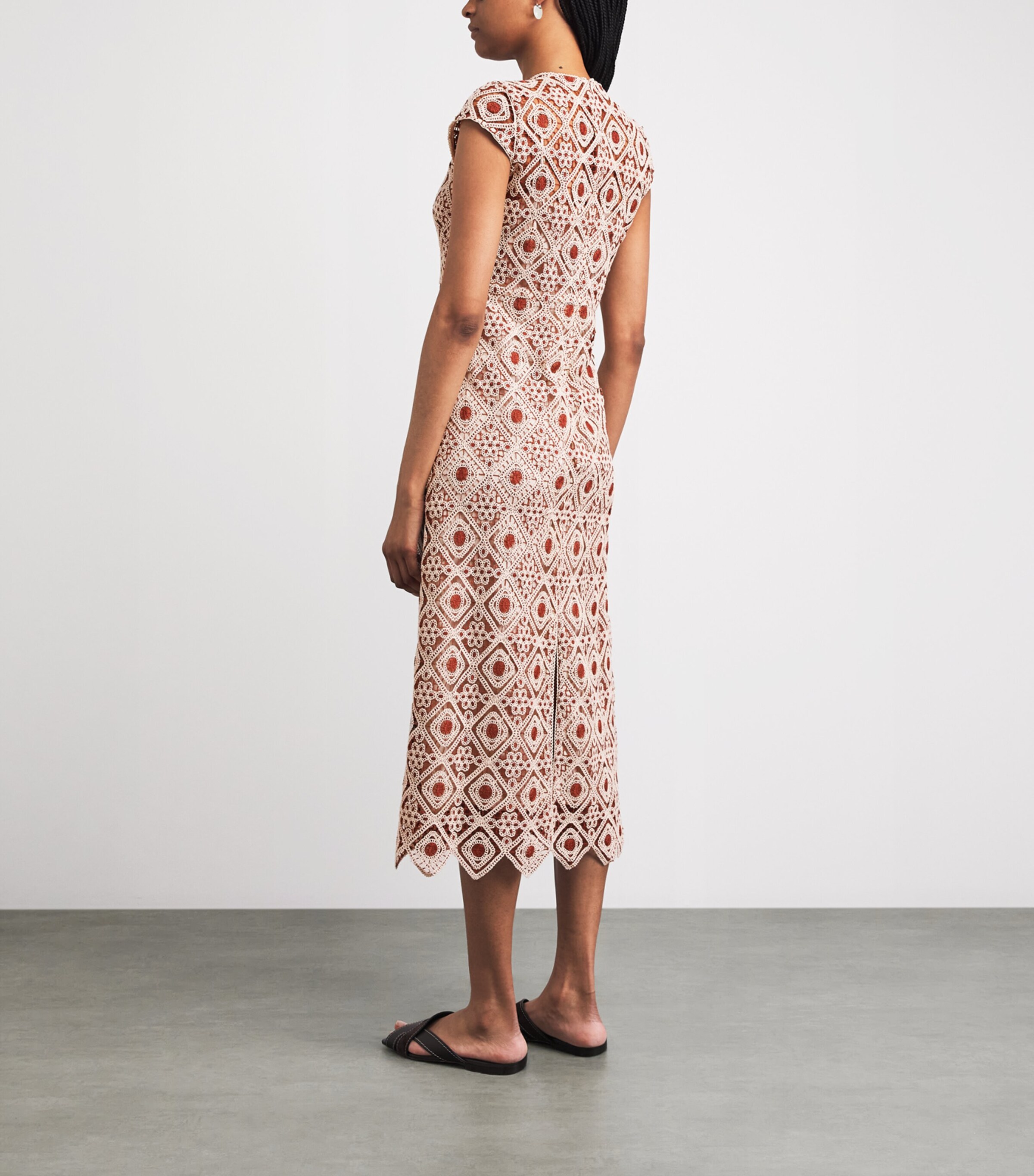 ME+EM Womens Graphic Lace Midi Dress Rosewood/cream Image 4