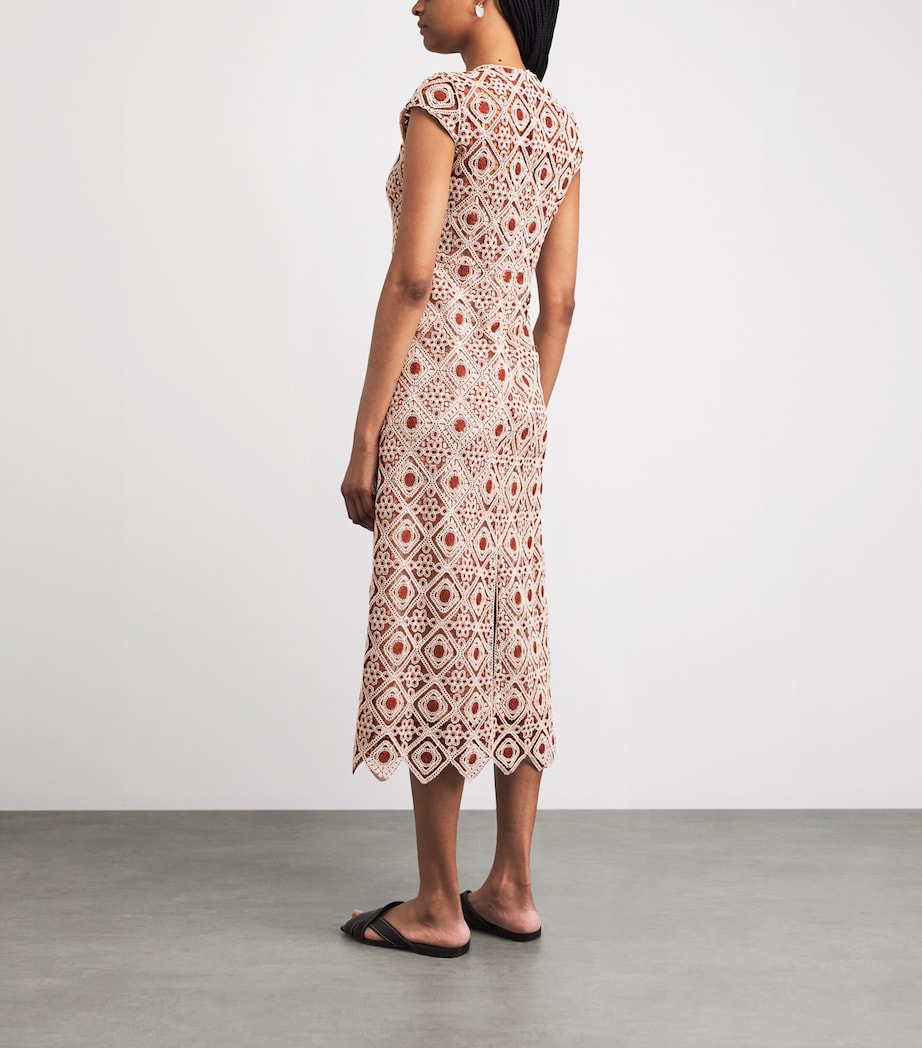 ME+EM Womens Graphic Lace Midi Dress Rosewood/cream Image 4