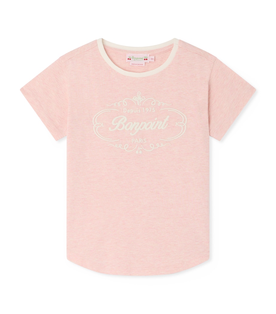 Bonpoint Cotton Logo T-Shirt (10-14 Years) Upb Rose Pale Image 1