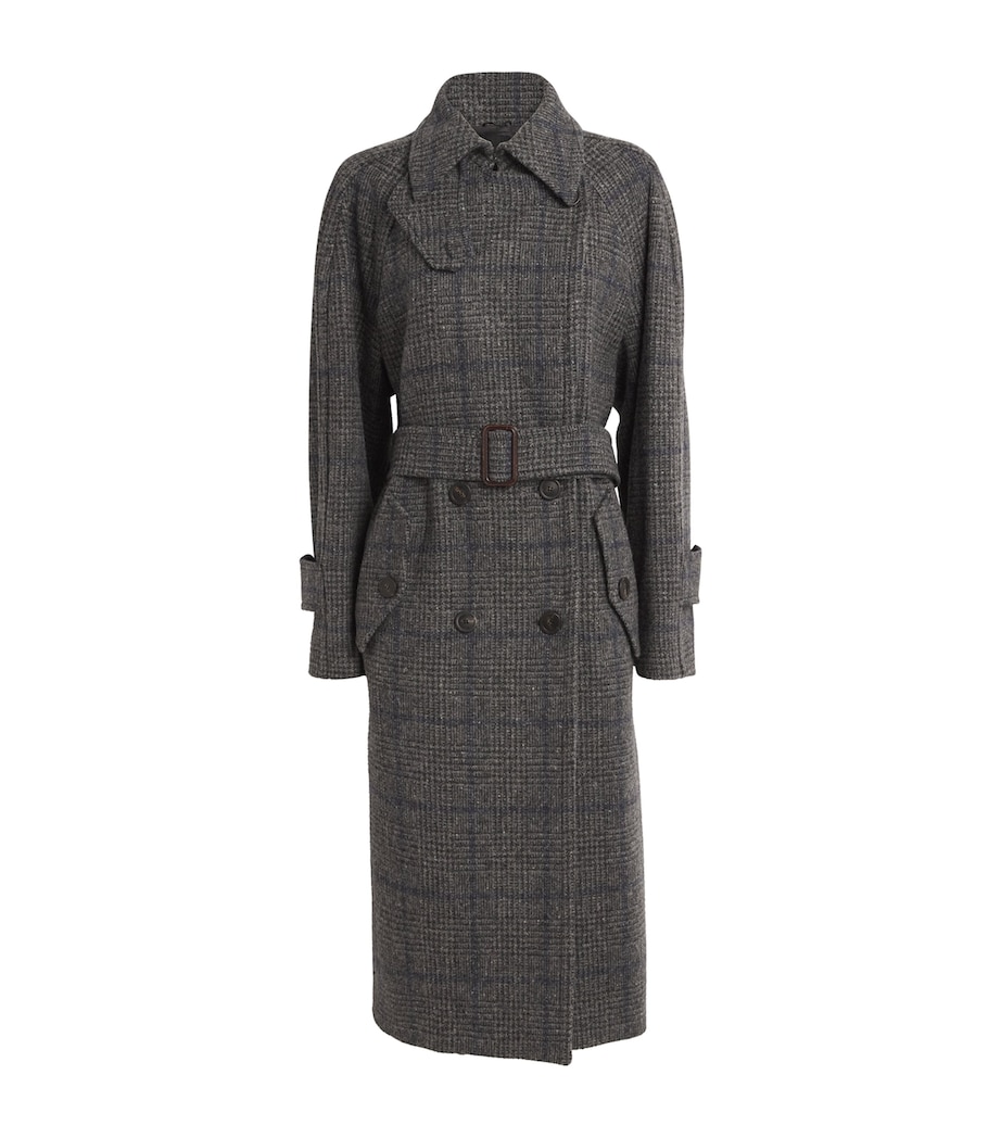 Wool Tweed Prince of Wales Check Overcoat DARK GREY Image 1