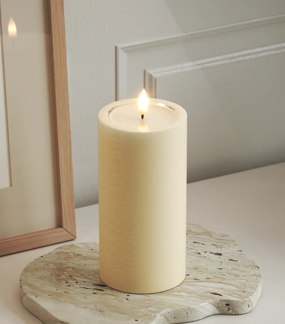 Deluxe Homeart Unique Pillar Candle (15cm) Cream Image 2