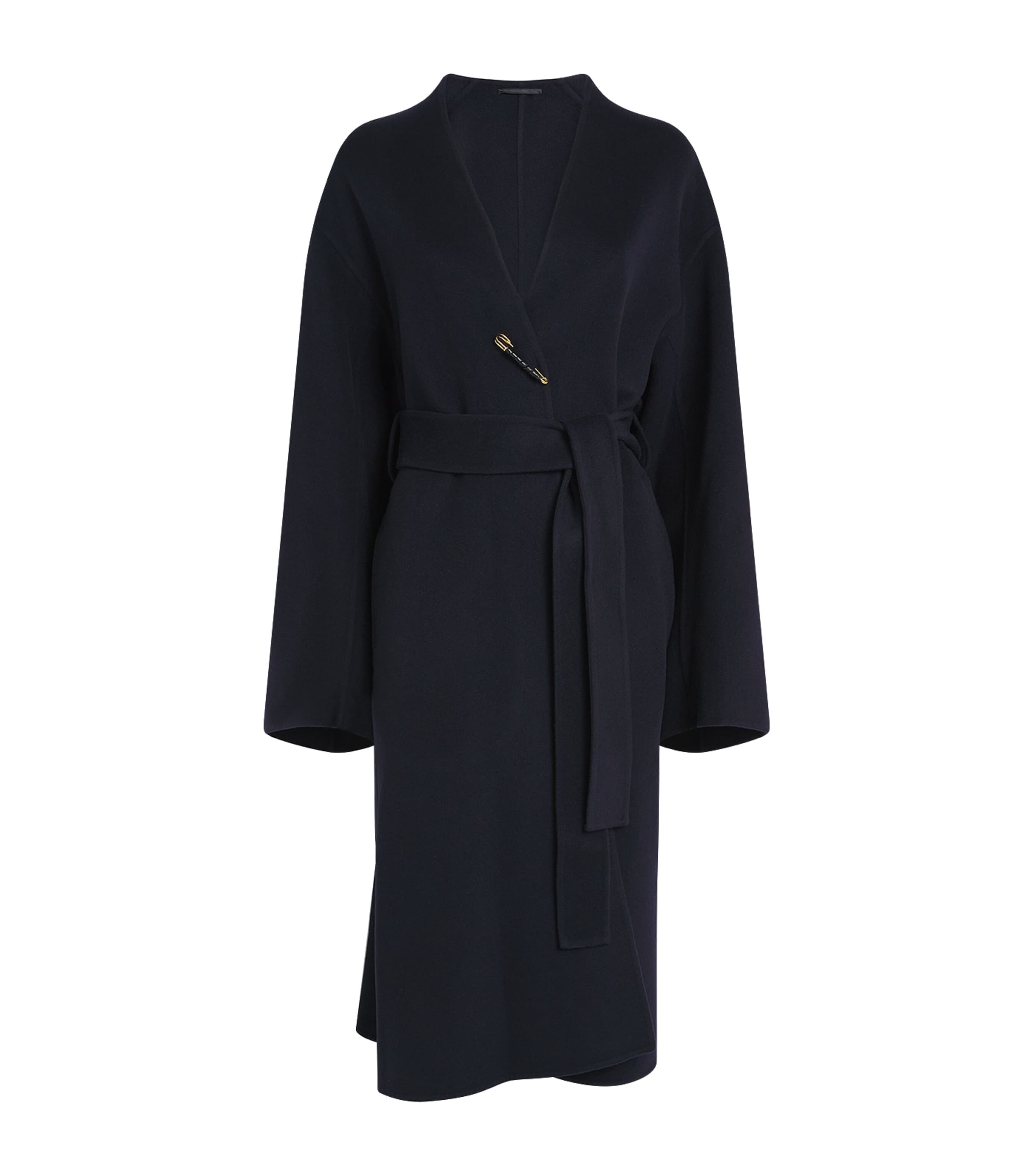 Carven Wool-cashmere Wrap Coat In Black