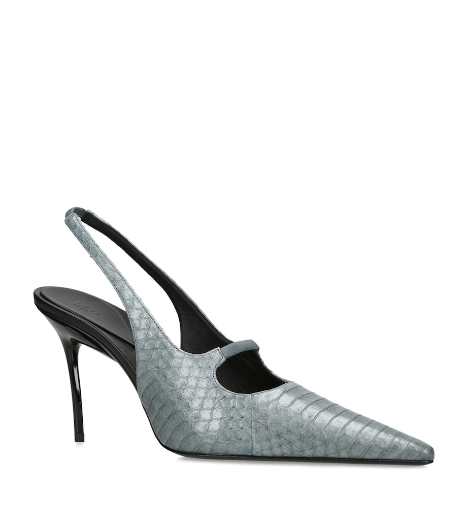 Alaïa Leather Croc-Effect Drop Slingback Pumps 90 Other Image 3