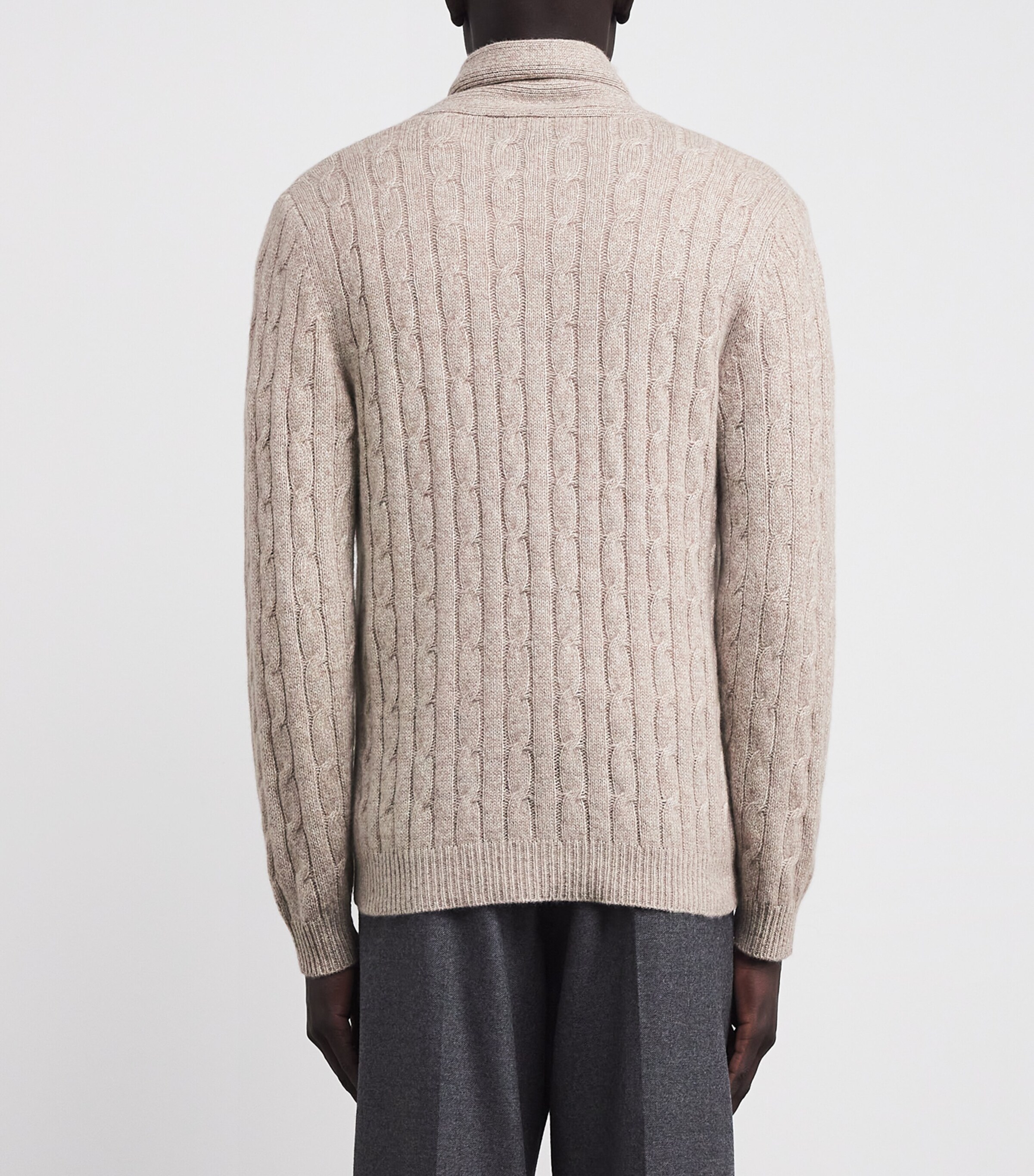 N.Peal Mens Cashmere Garrick Shawl-Collar Cardigan Bbh Basillica Beige Image 4