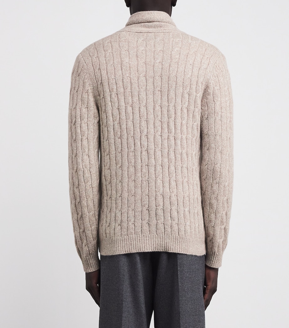 Cashmere Garrick Shawl-Collar Cardigan BBH BASILLICA BEIGE Image 4