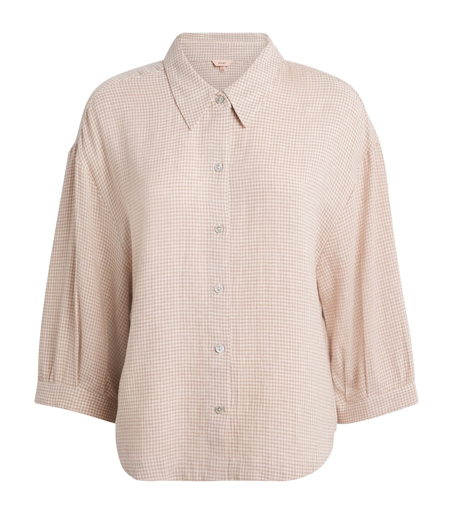 Eberjey Womens Linen-Blend Gingham Pyjama Top Gwwt Gingham Wh Image 1