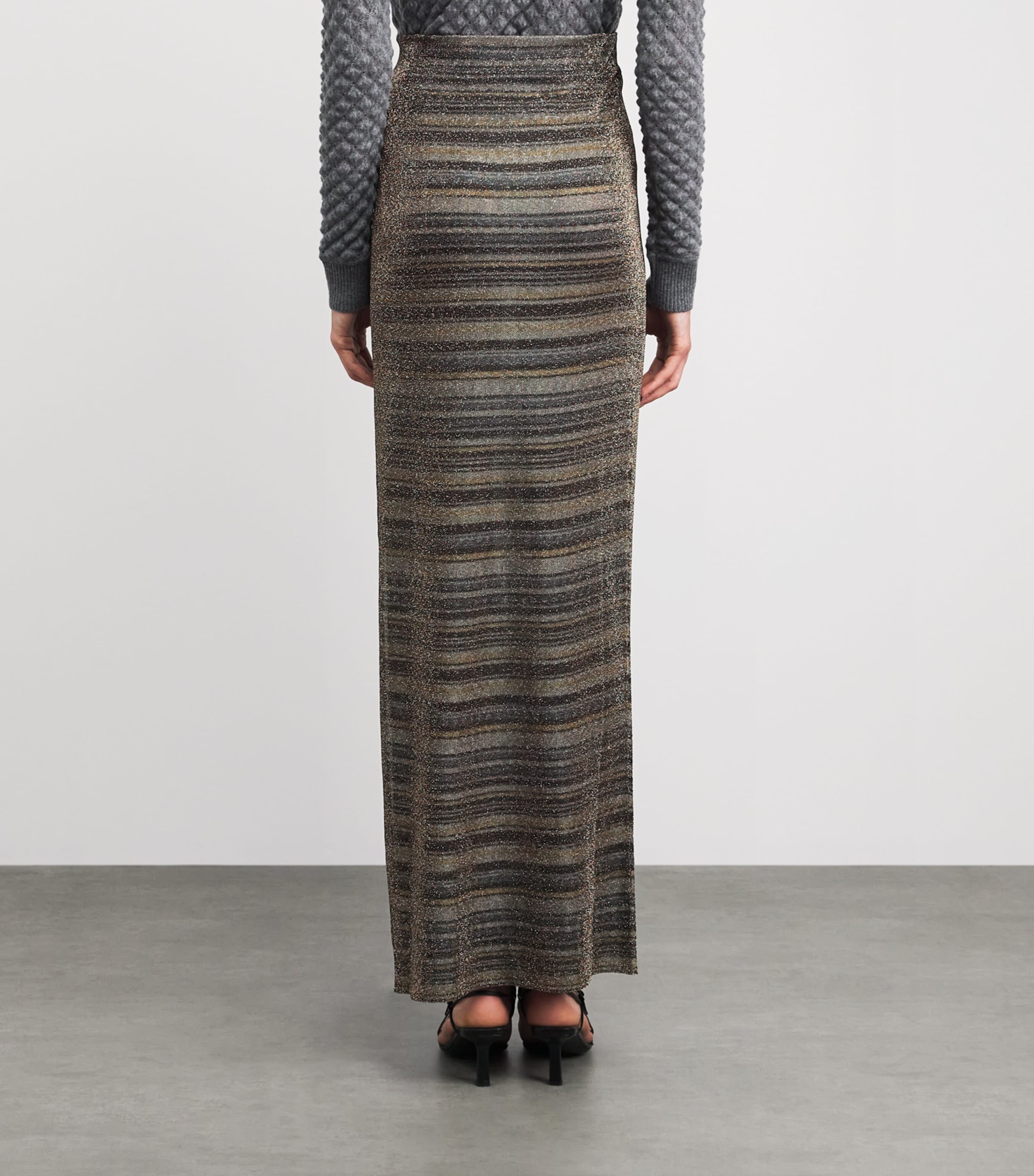 Missoni Womens Lamé Stripe Maxi Skirt Smsml Gold/ Light Image 5