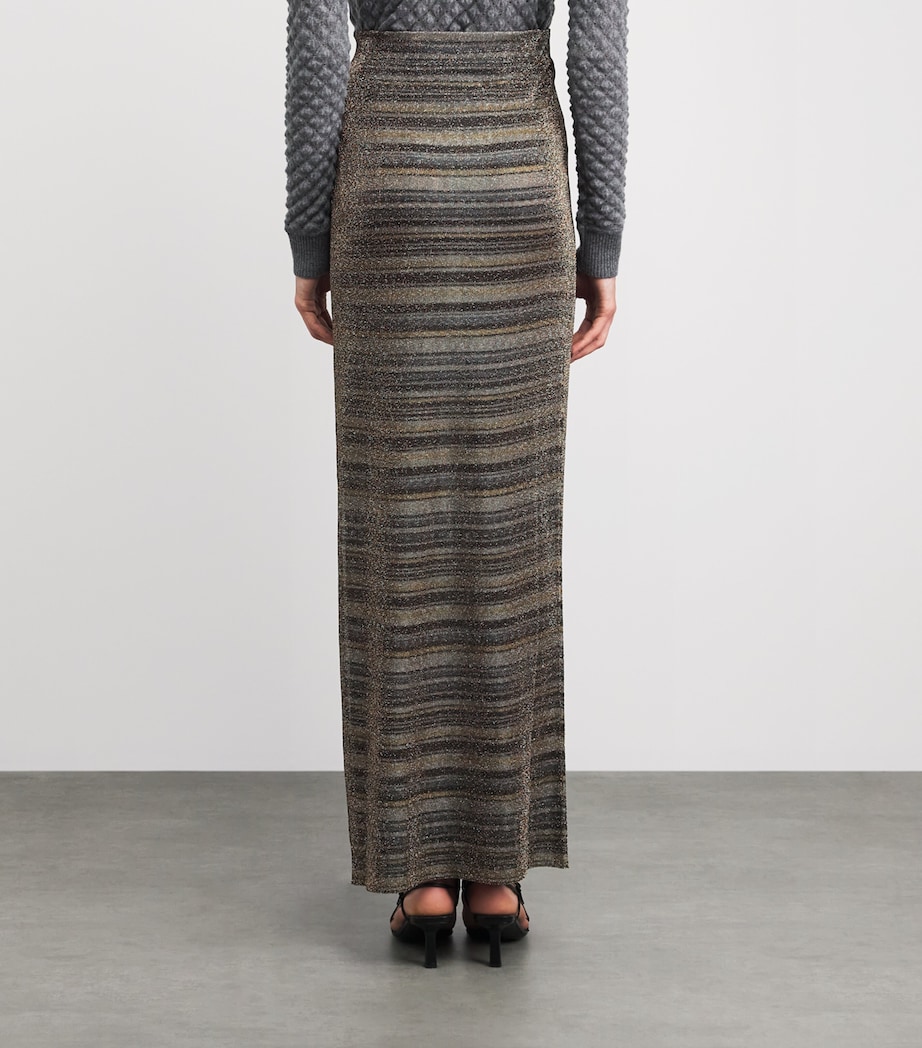 Missoni Womens Lamé Stripe Maxi Skirt Smsml Gold/ Light Image 5