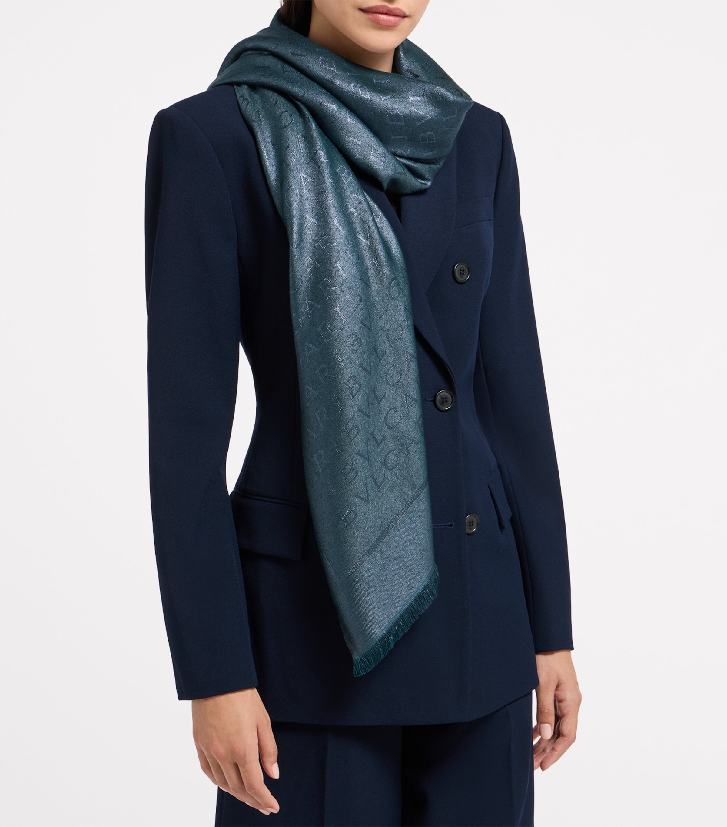 Silk-Wool Logo Scarf GREEN MEDIUM Image 2